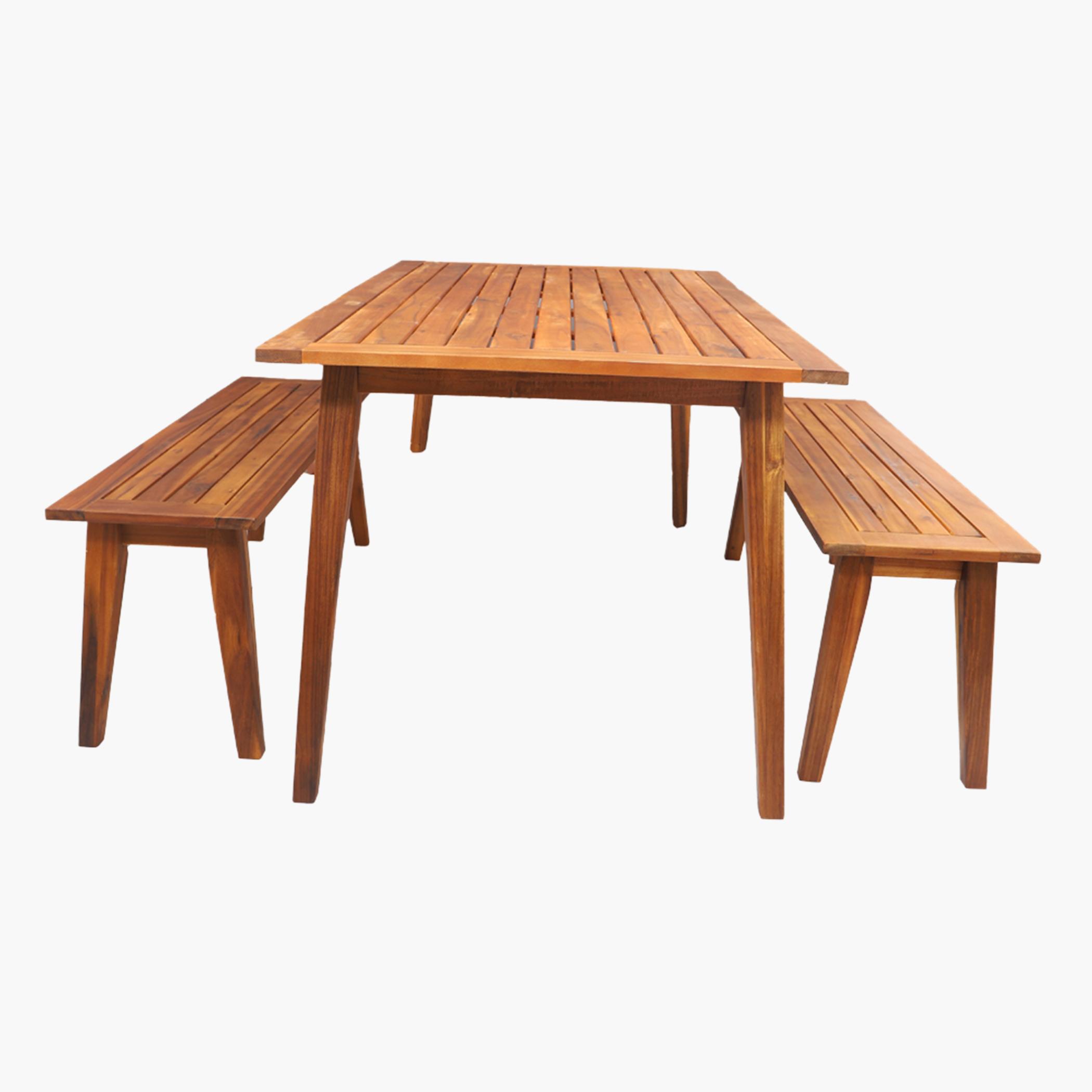 Wooden 4-Seater Outdoor Table and Bench Set