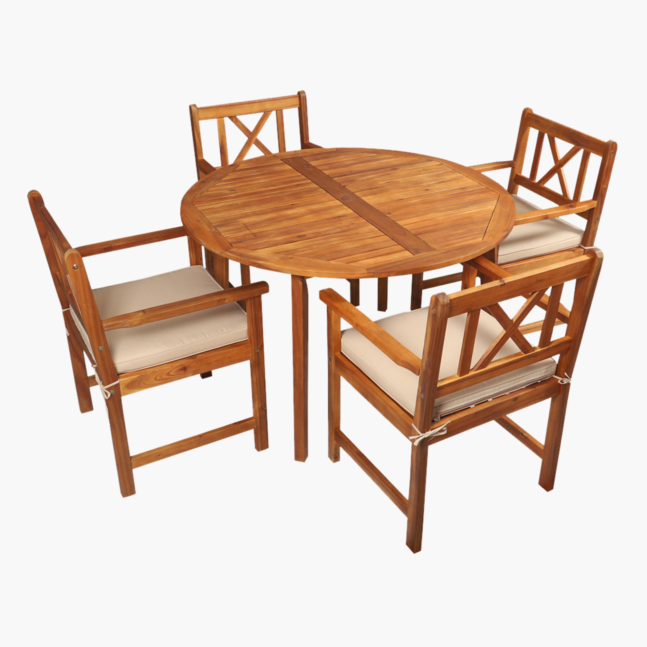 Wooden 4-Seater Outdoor Dining Set