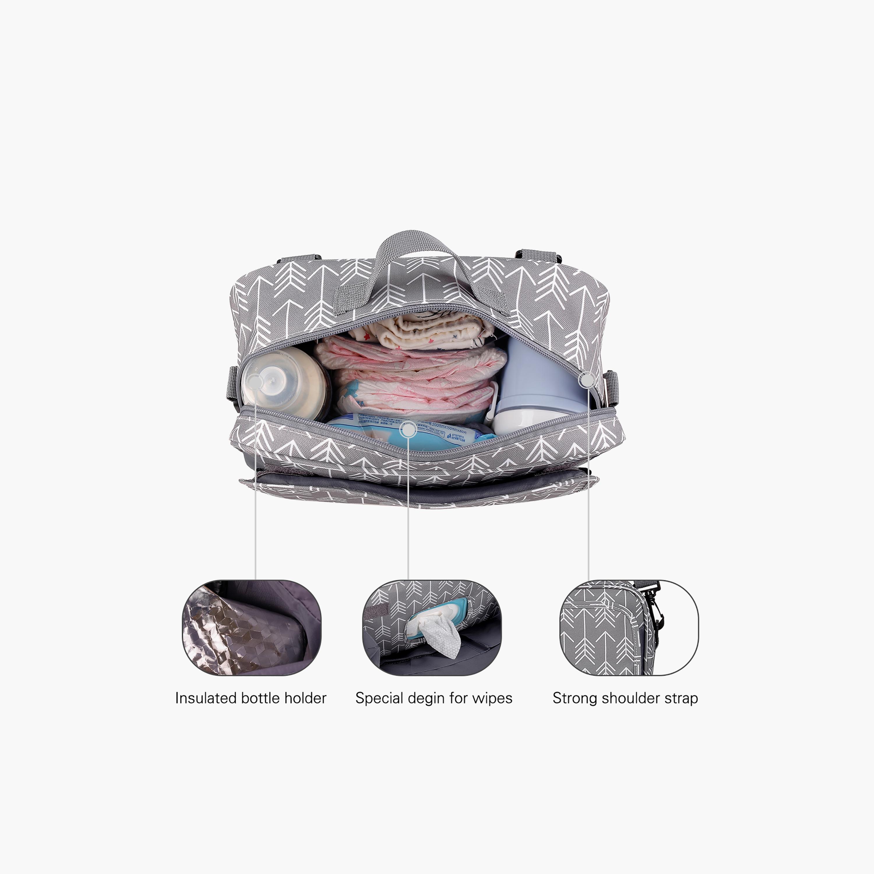Little Story Baby Diaper Changing Clutch Kit, Melange Grey-baby-gear-diaperbags-image-2