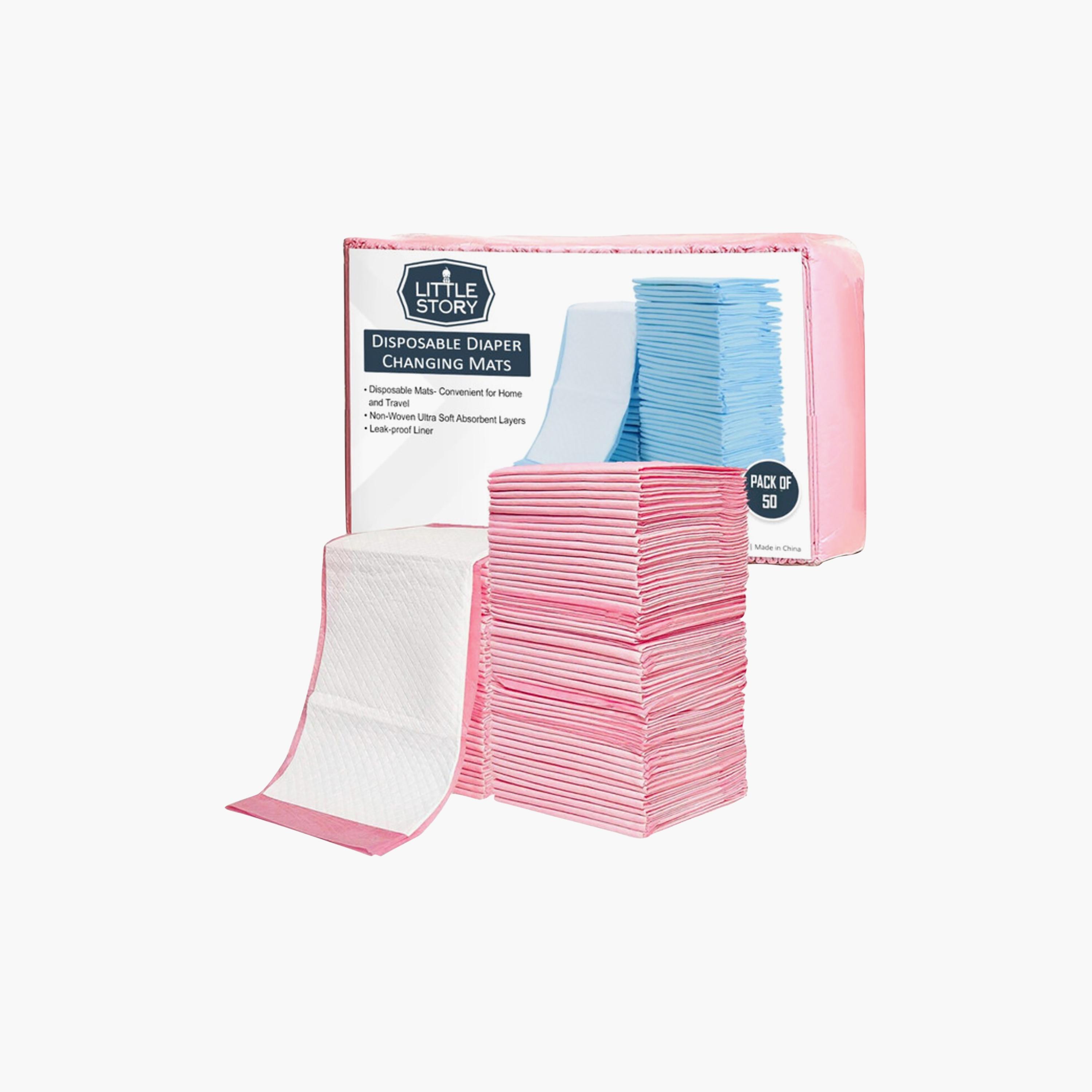 حصائر تغيير الحفاضات للاستخدام مرة واحدة من ليتل ستوري، 50 قطعة-baby-diapering-changingmats-image-6