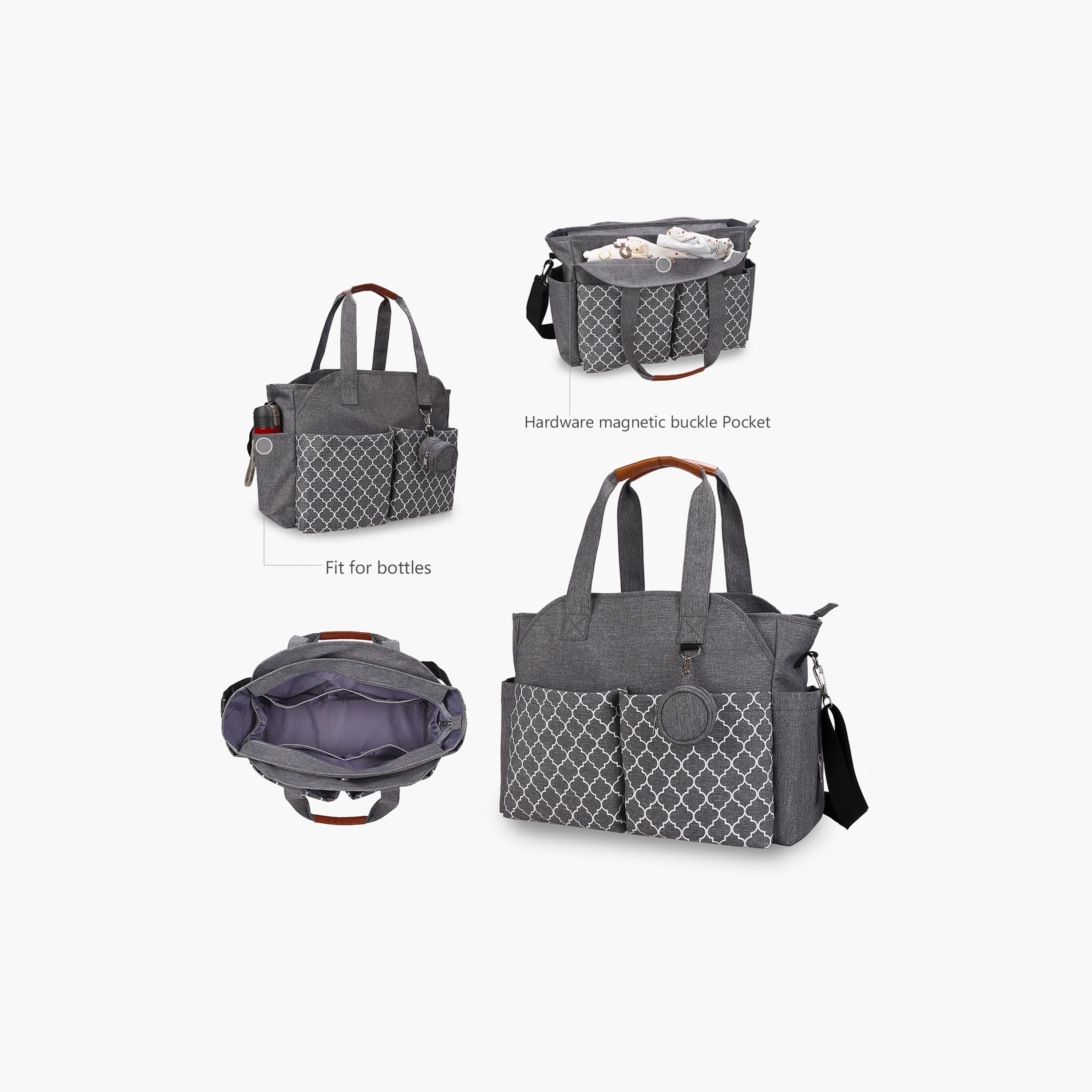 Little Story Signature Diaper Bag, Grey-baby-diapering-diaperbags-image-2