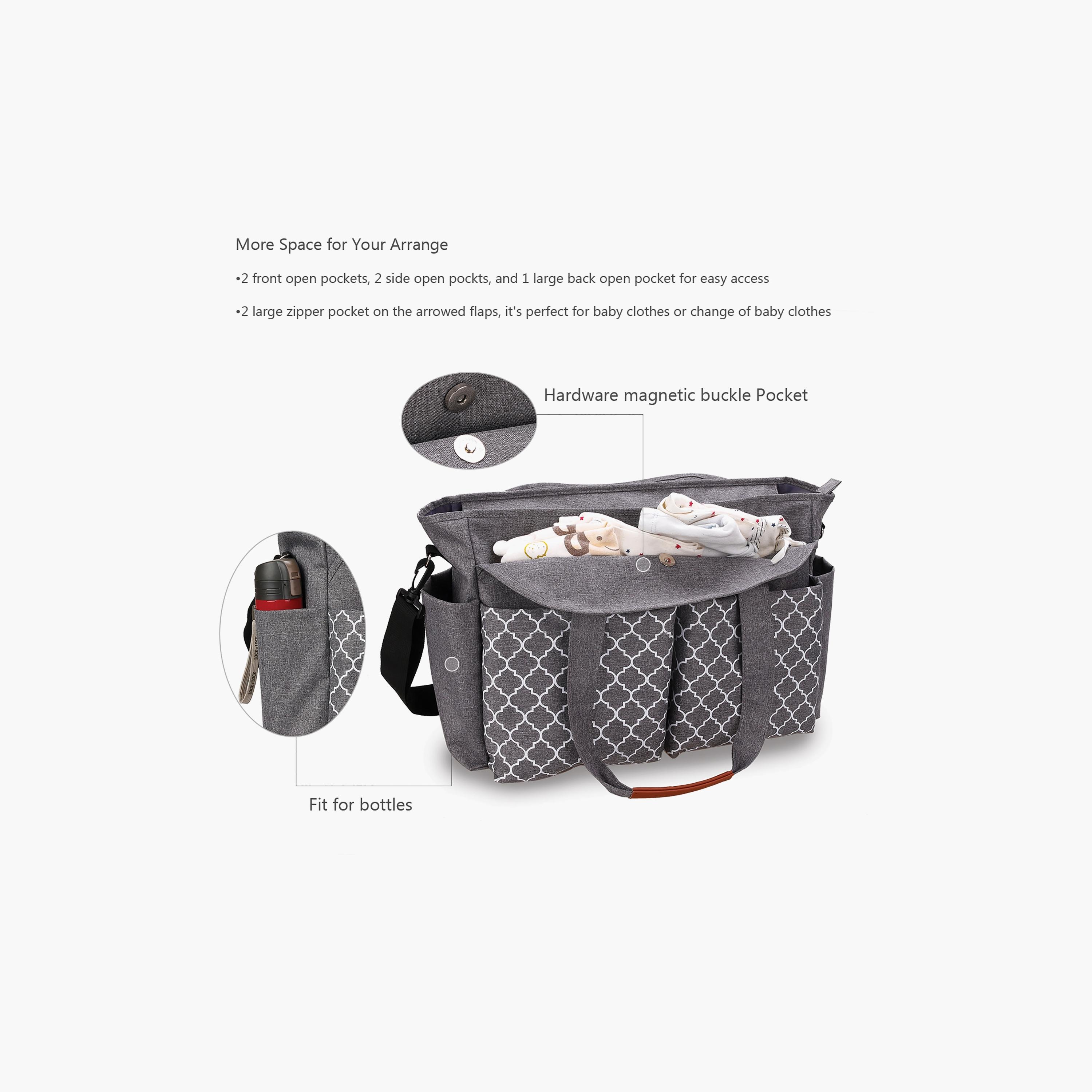 Little Story Signature Diaper Bag, Grey-baby-diapering-diaperbags-image-3