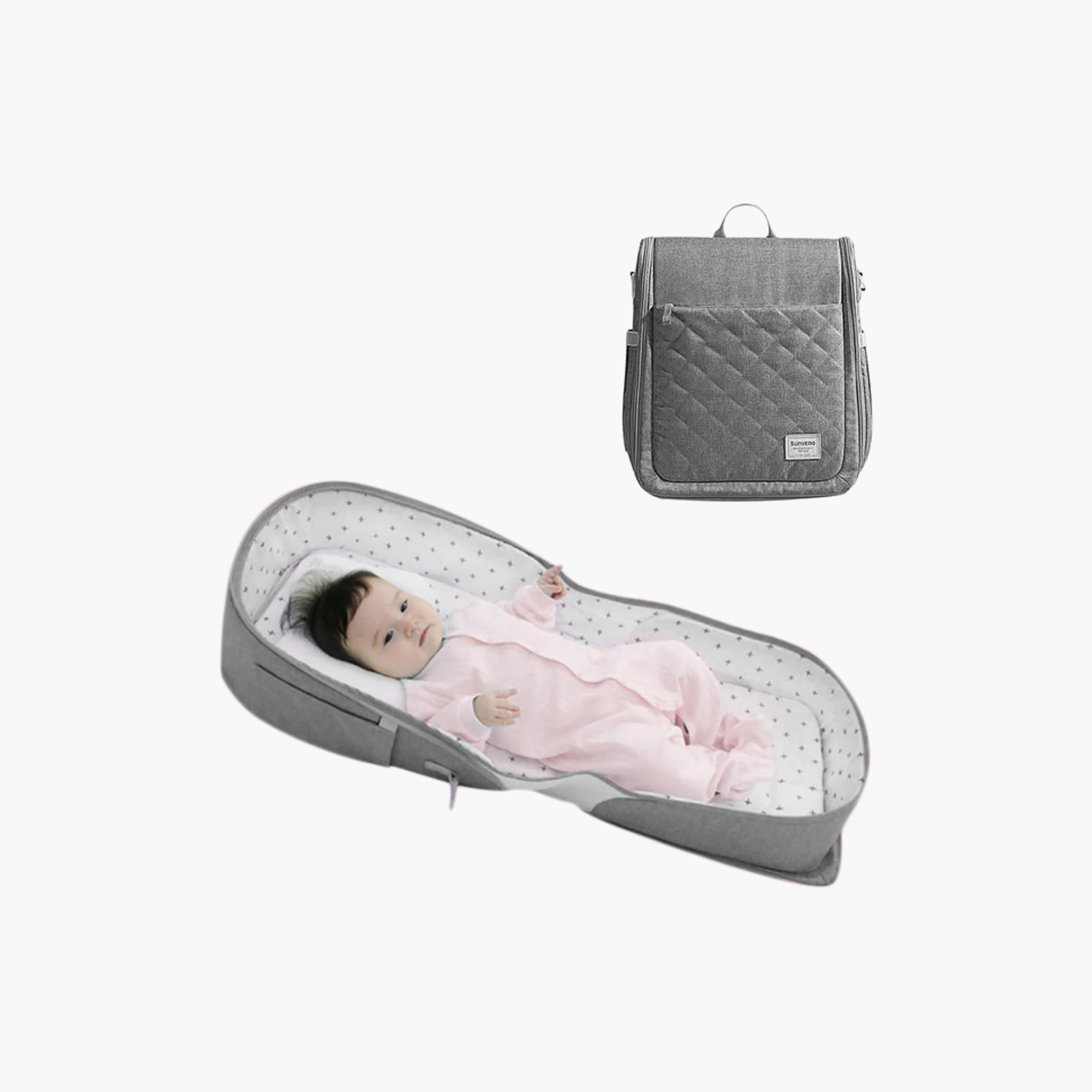 Sunveno Portable Bed & Diaper Bag - Grey-baby-gear-travelaccessories-image-1