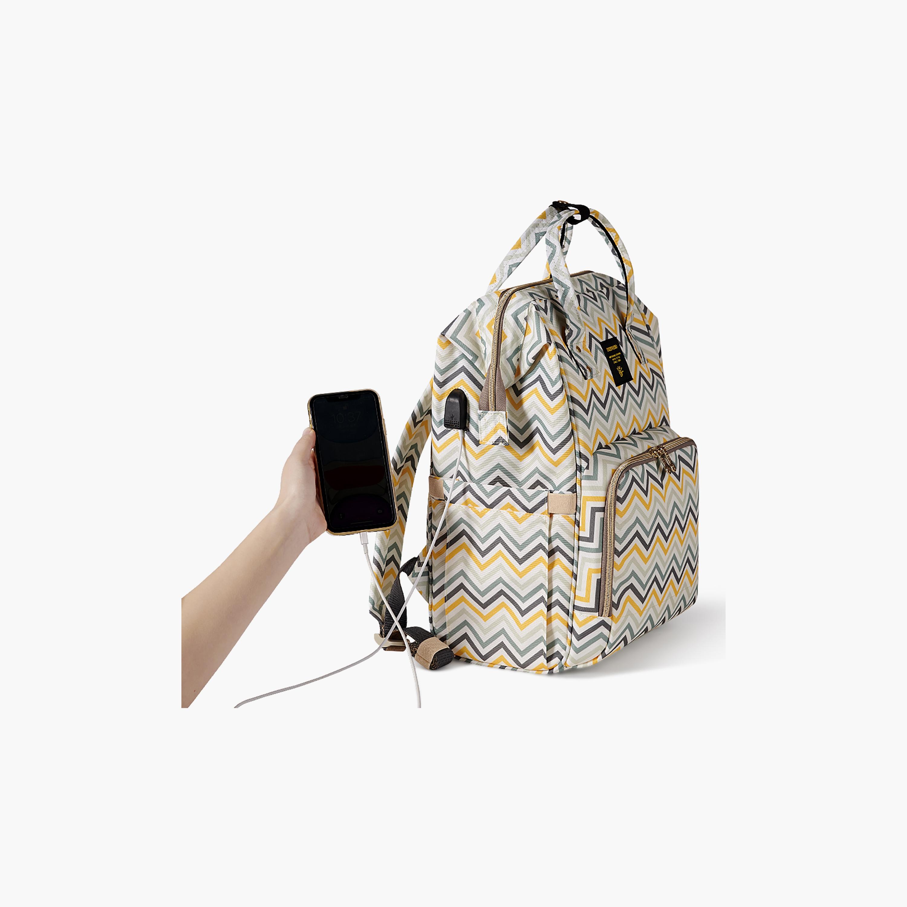 Sunveno Diaper Bag, Yellow Wave-baby-diapering-diaperbags-image-4