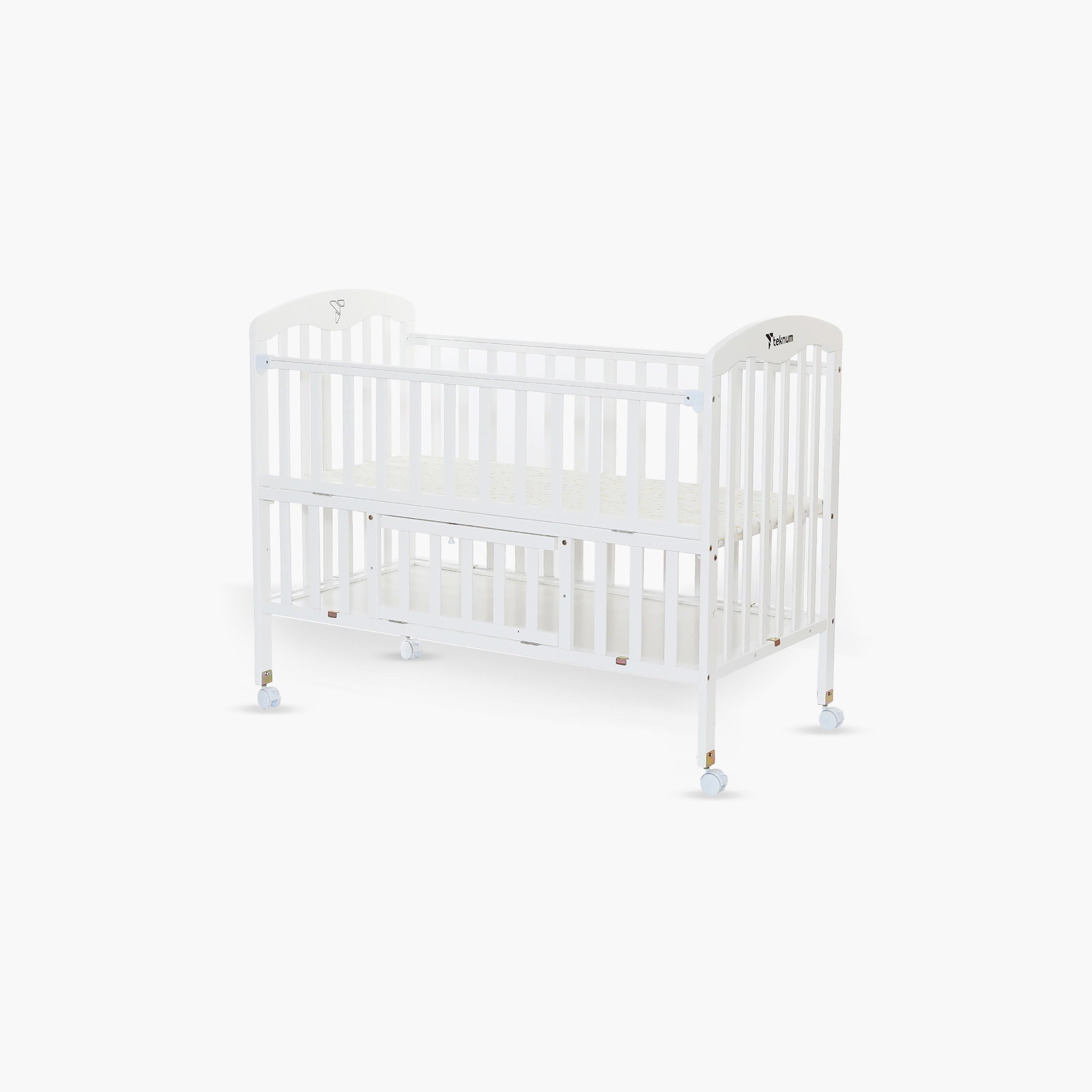 Teknum 4-in-1 Wooden Bed Side with Storage and Adjustable Height, White-baby-nursery-furniture-cribsandbeds-babycribs-image-1