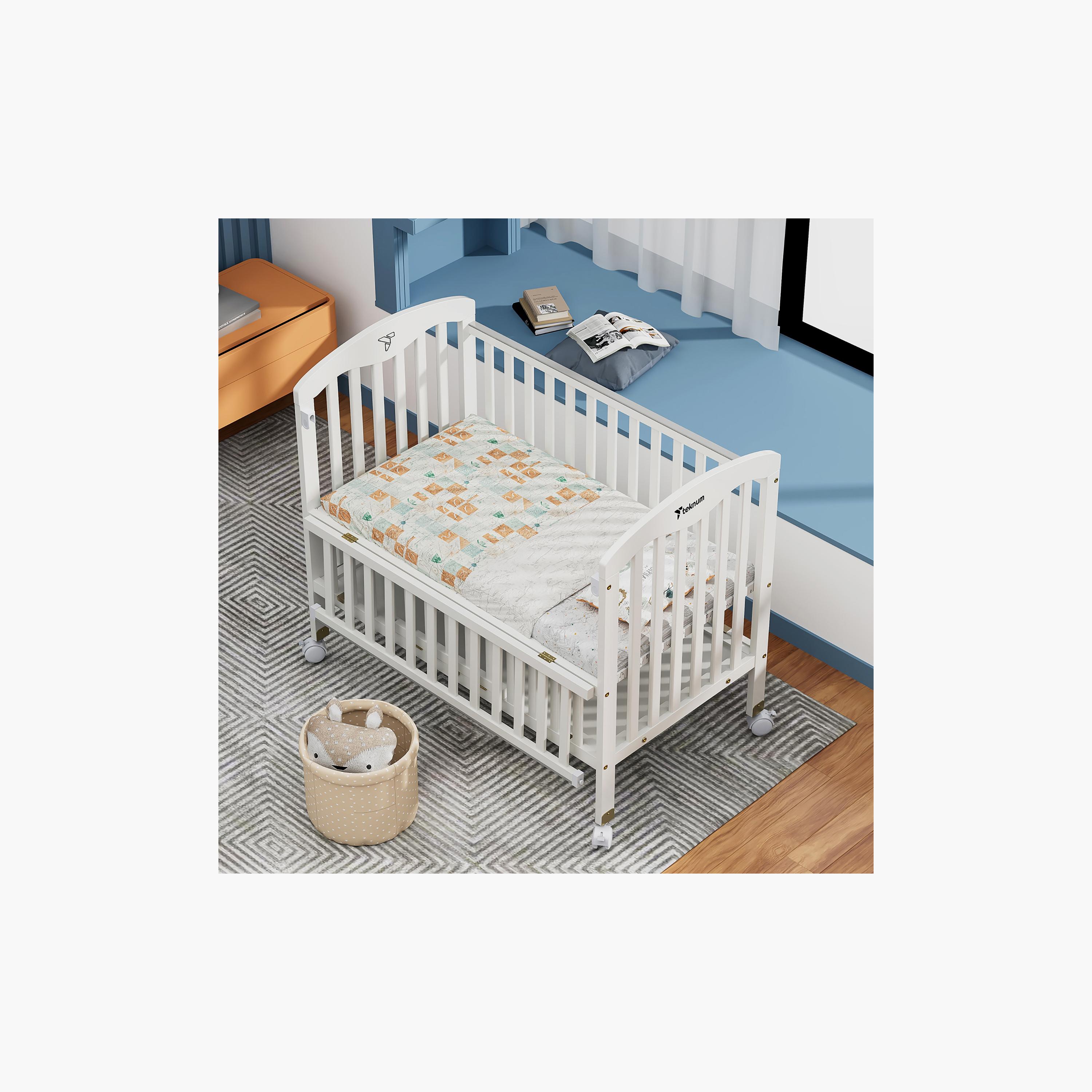 Teknum 4-in-1 Wooden Bed Side with Storage and Adjustable Height, White-baby-nursery-furniture-cribsandbeds-babycribs-image-3