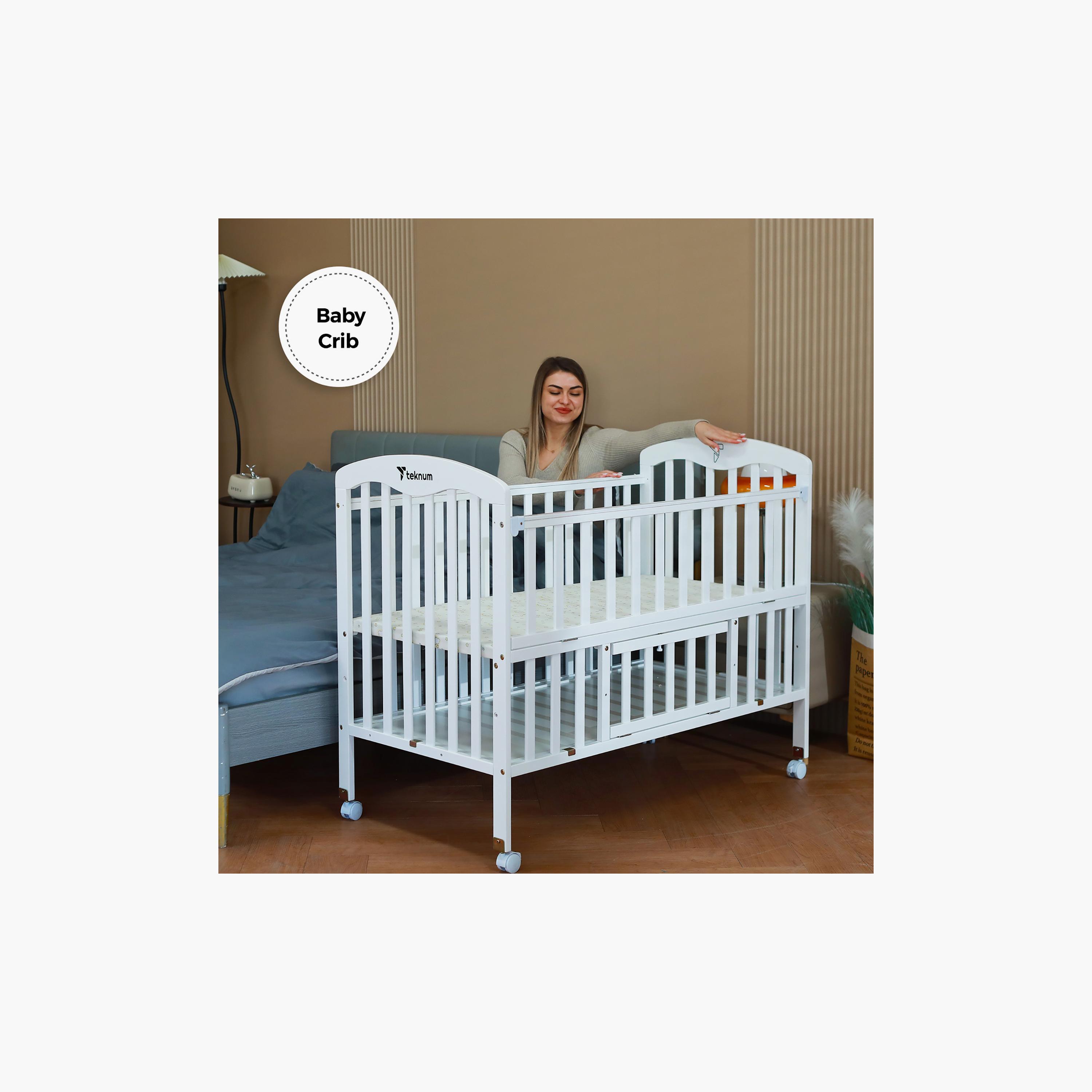 Teknum 4-in-1 Wooden Bed Side with Storage and Adjustable Height, White-baby-nursery-furniture-cribsandbeds-babycribs-image-4