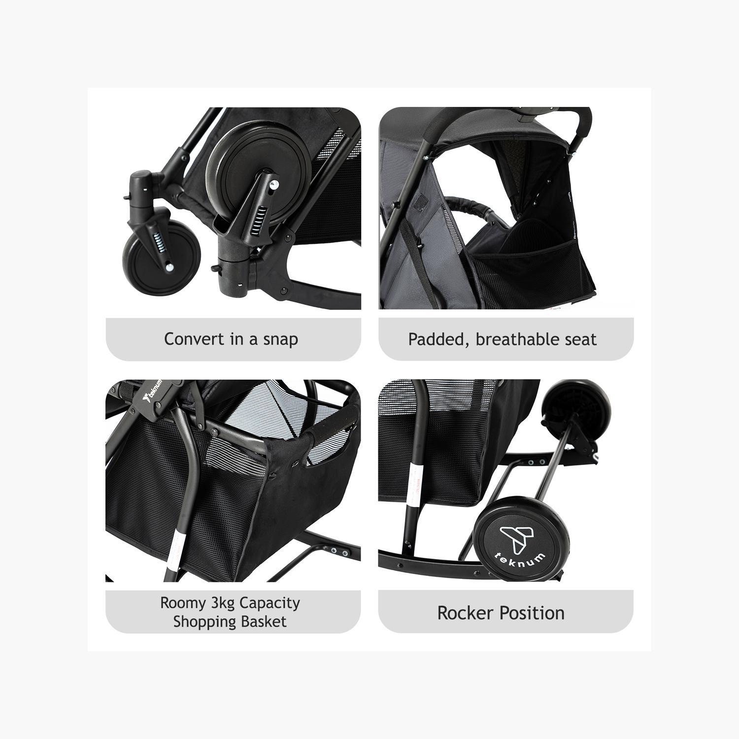 Teknum 2-In-1 Glide Comfort Stroller with Adjustable Canopy - Black-baby-gear-strollersandprams-strollers-image-13