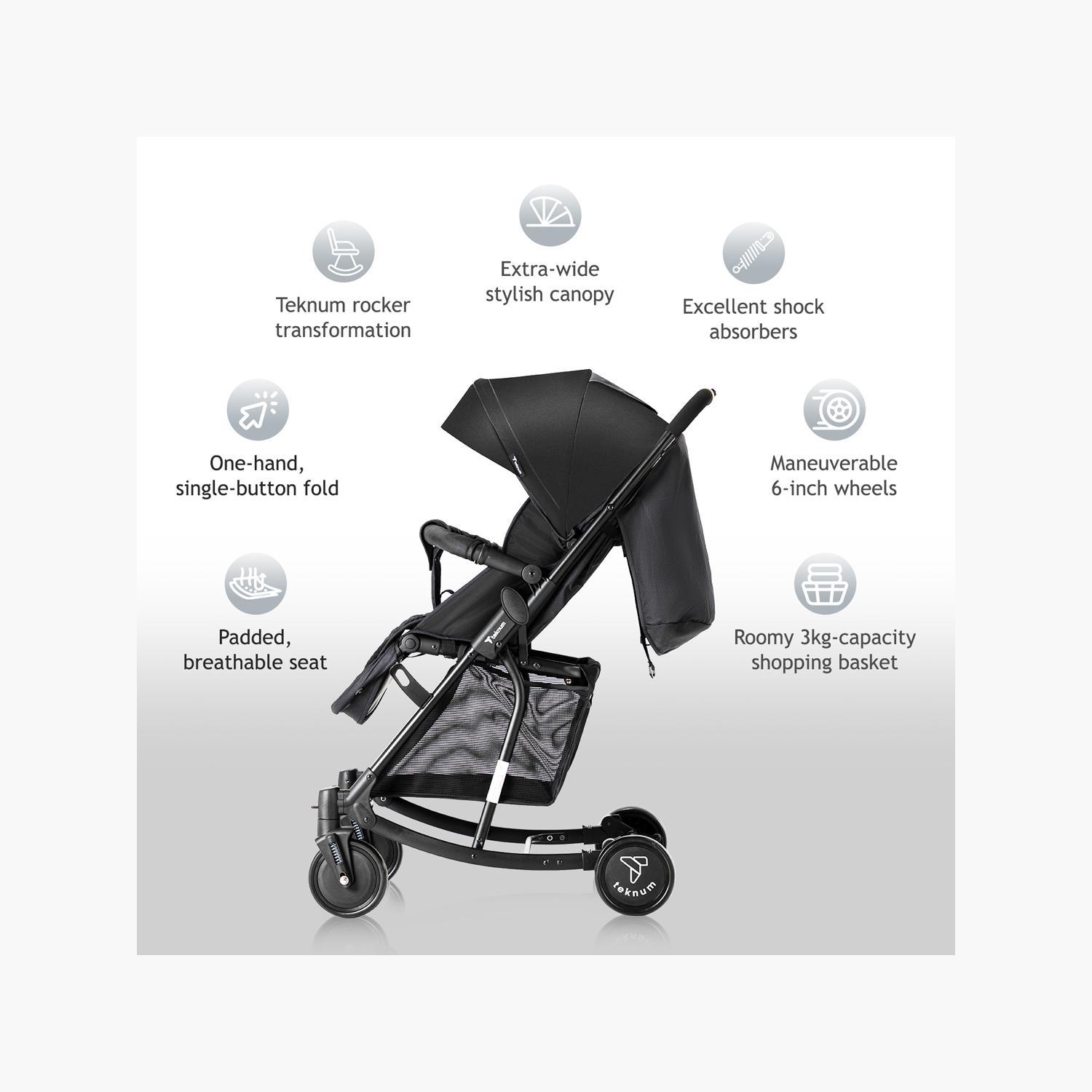 Teknum 2-In-1 Glide Comfort Stroller with Adjustable Canopy - Black-baby-gear-strollersandprams-strollers-image-9