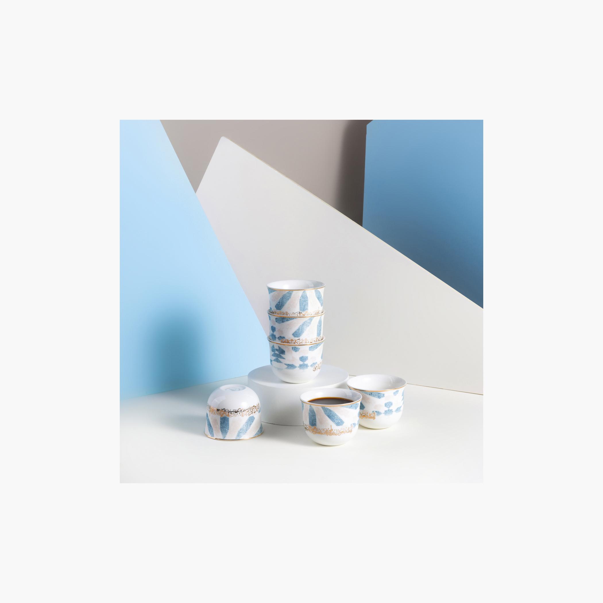 Amal Printed Porcelain Kahwa Cup - Set of 6-household-dining-teaandcoffee-teaandcoffeesets-image-1