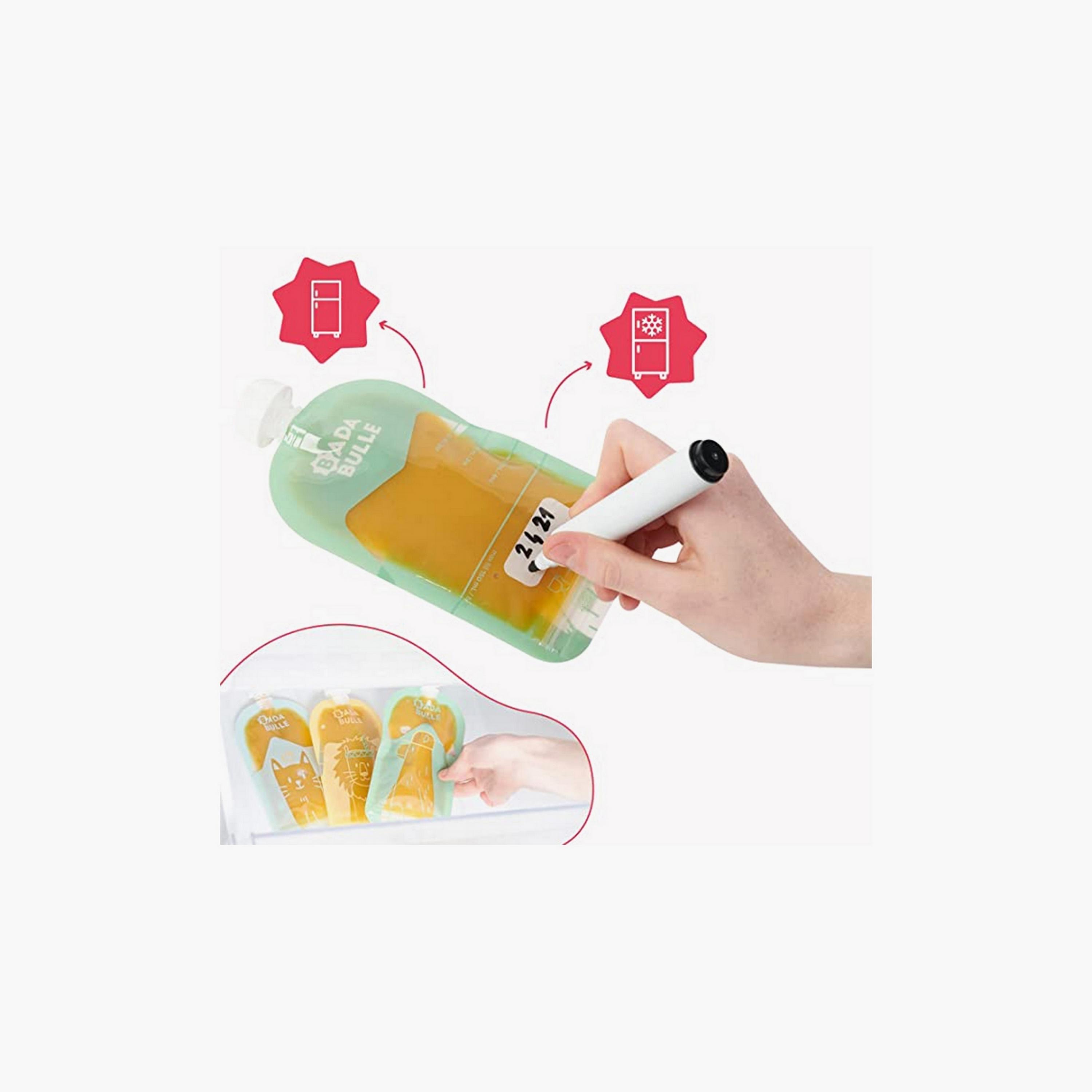 Badabulle 15-Piece Reusable Squeeze Bags, Clear-baby-feeding-accessories-image-4