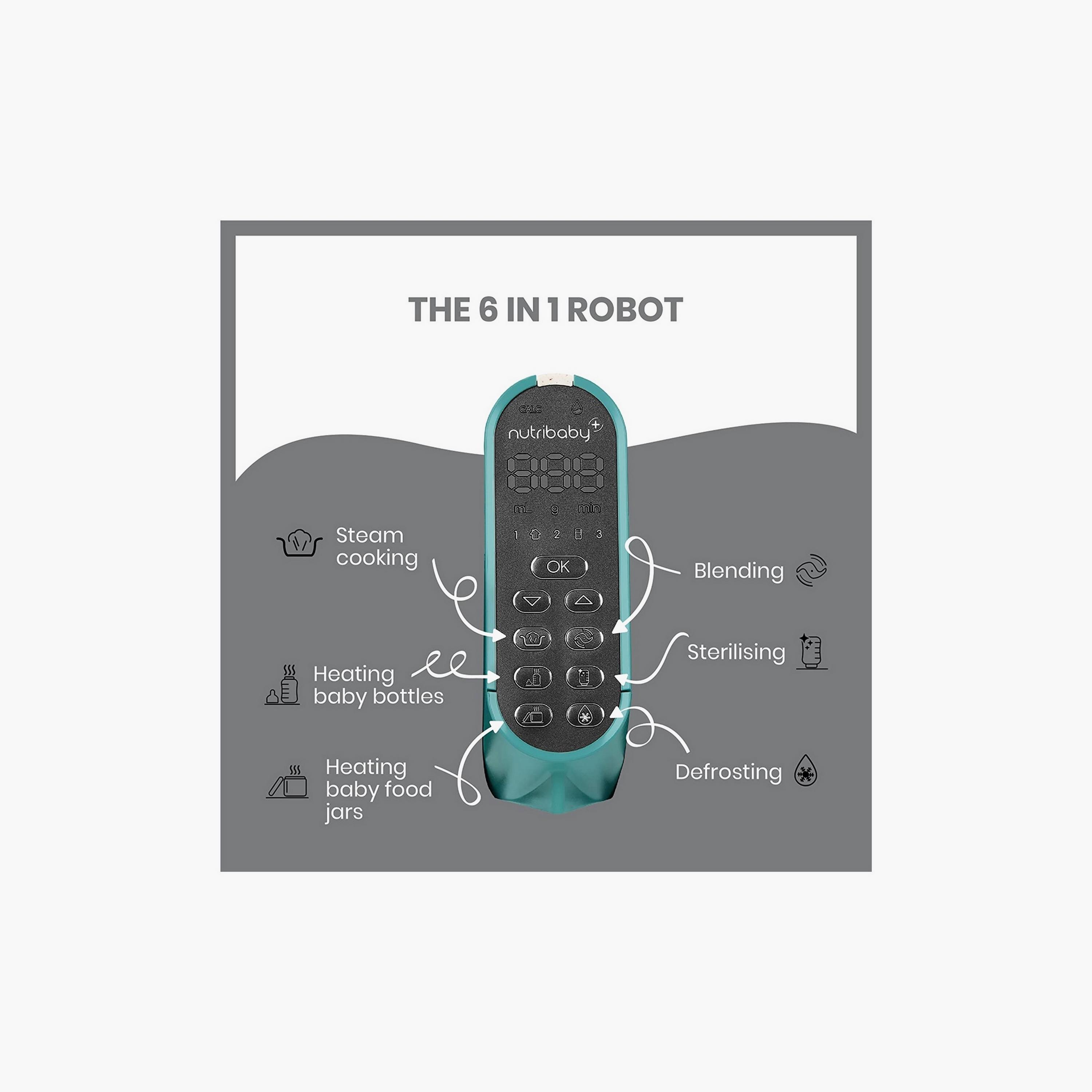 Babymoov Nutribaby(+) 6-in-1 Multi-Purpose Food Processor, Opal Green-baby-feeding-babyfoodprocessors-image-3