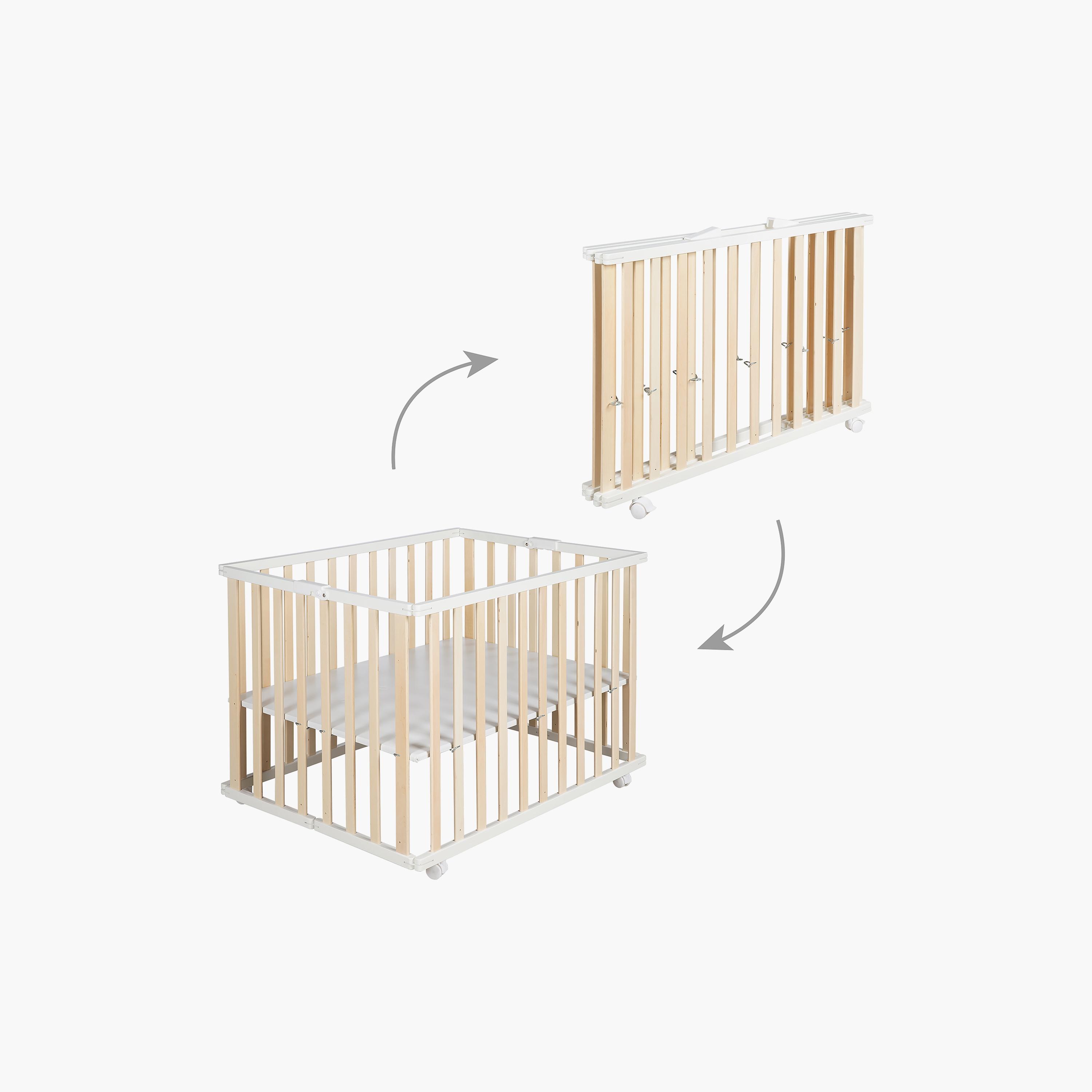 Roba Wooden Foldable Playpen, White-baby-infantactivity-playpensandplaymats-image-3