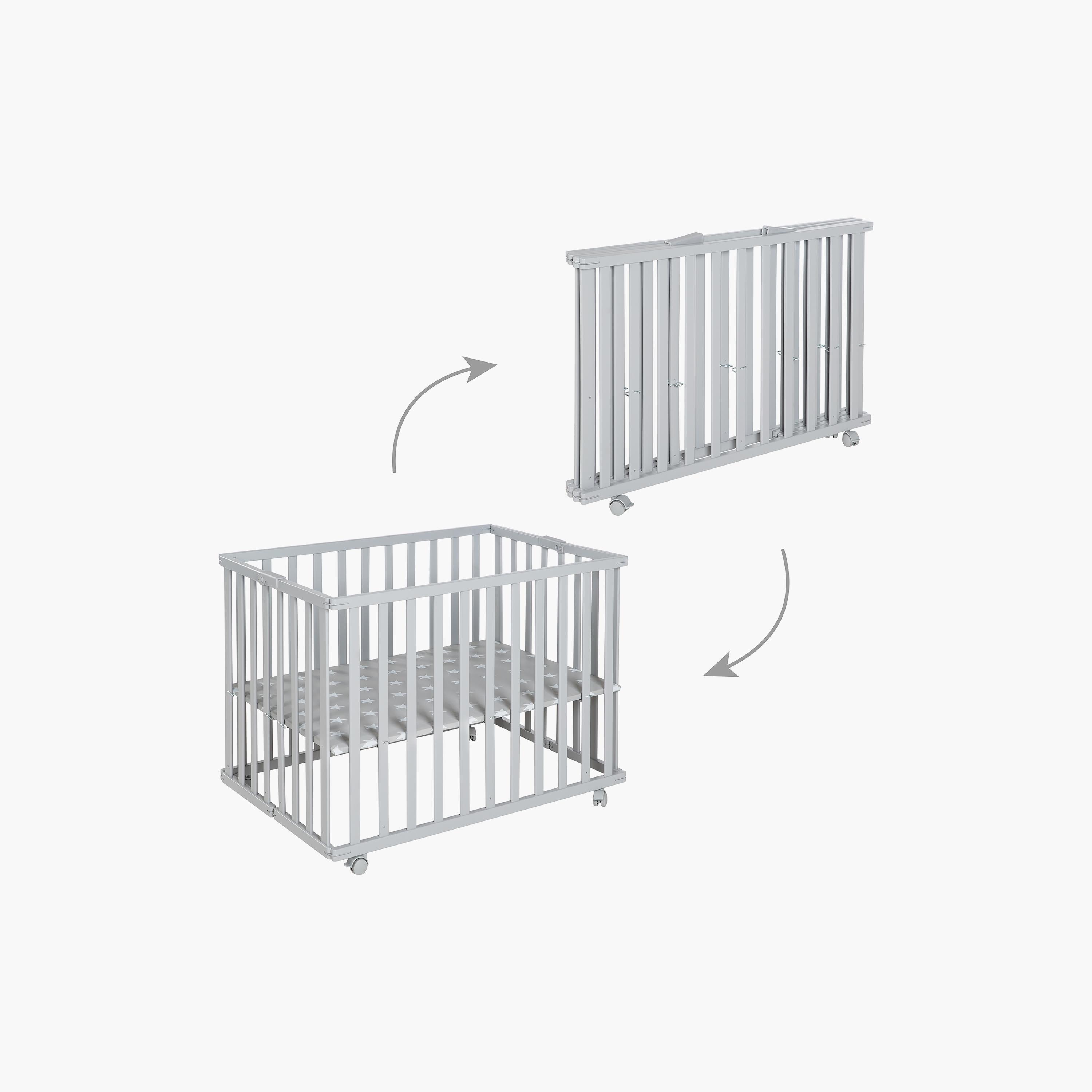 Roba Wooden Foldable Playpen, Taupe-baby-infantactivity-playpensandplaymats-image-3