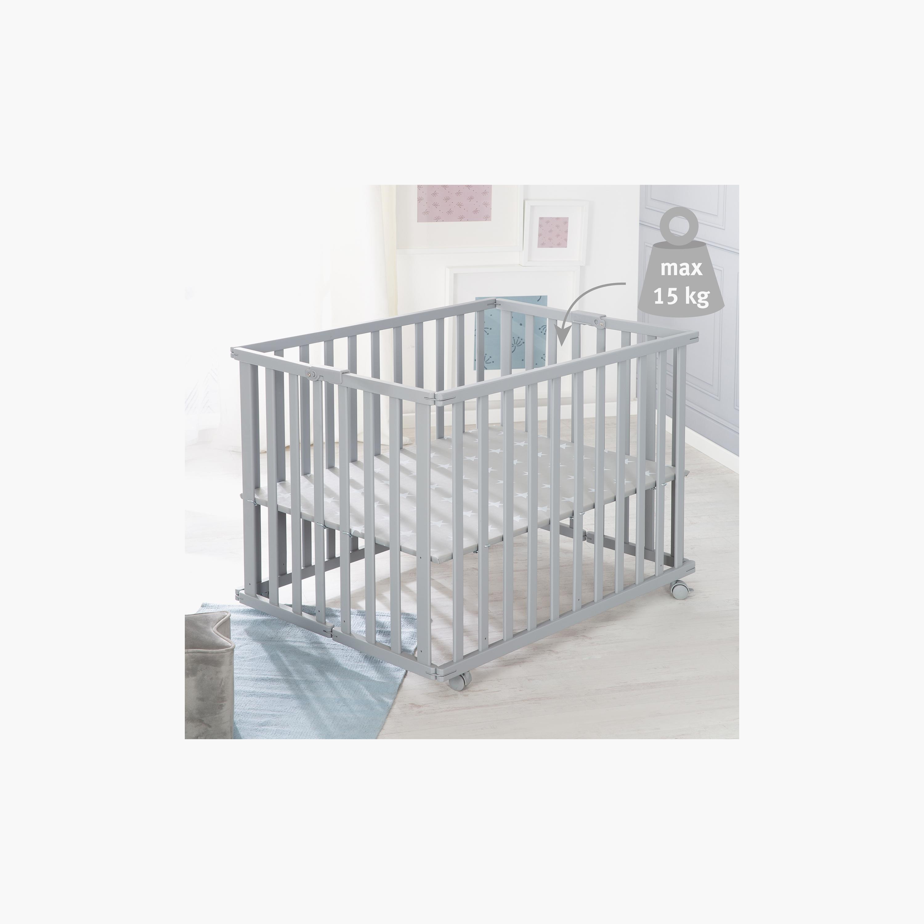 Roba Wooden Foldable Playpen, Taupe-baby-infantactivity-playpensandplaymats-image-5