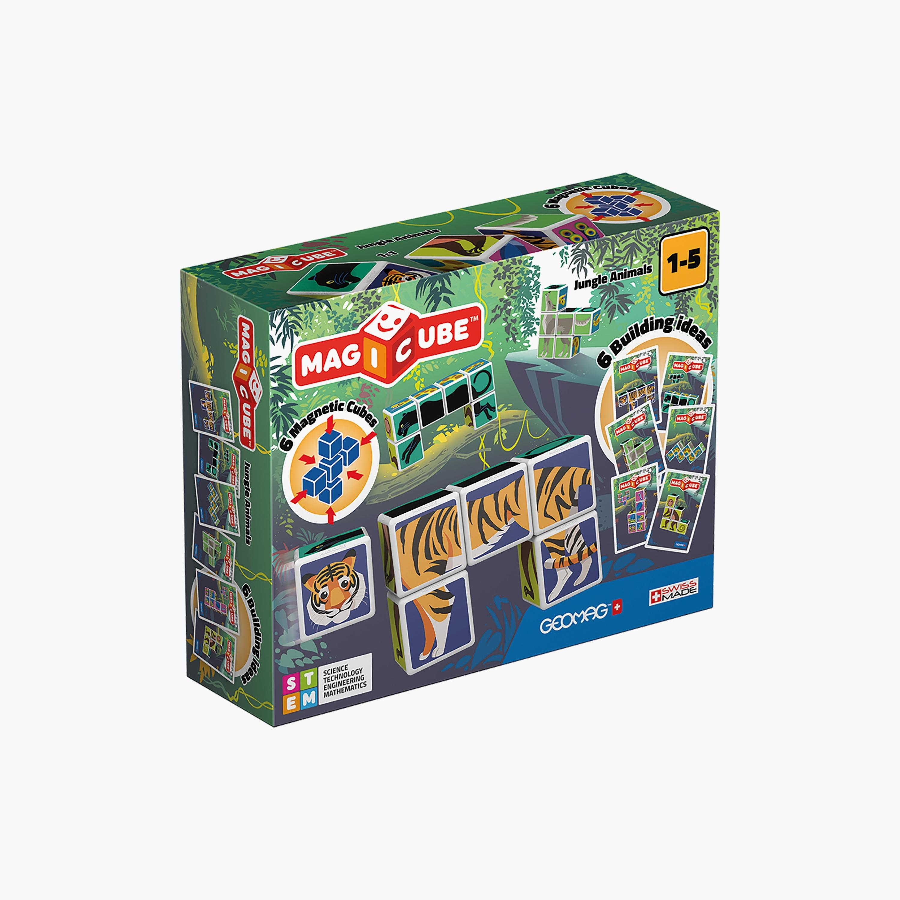 Geomag 9-Piece Magicube Printed Jungle Animals + Cards-toys-playfigures-animals-image-1
