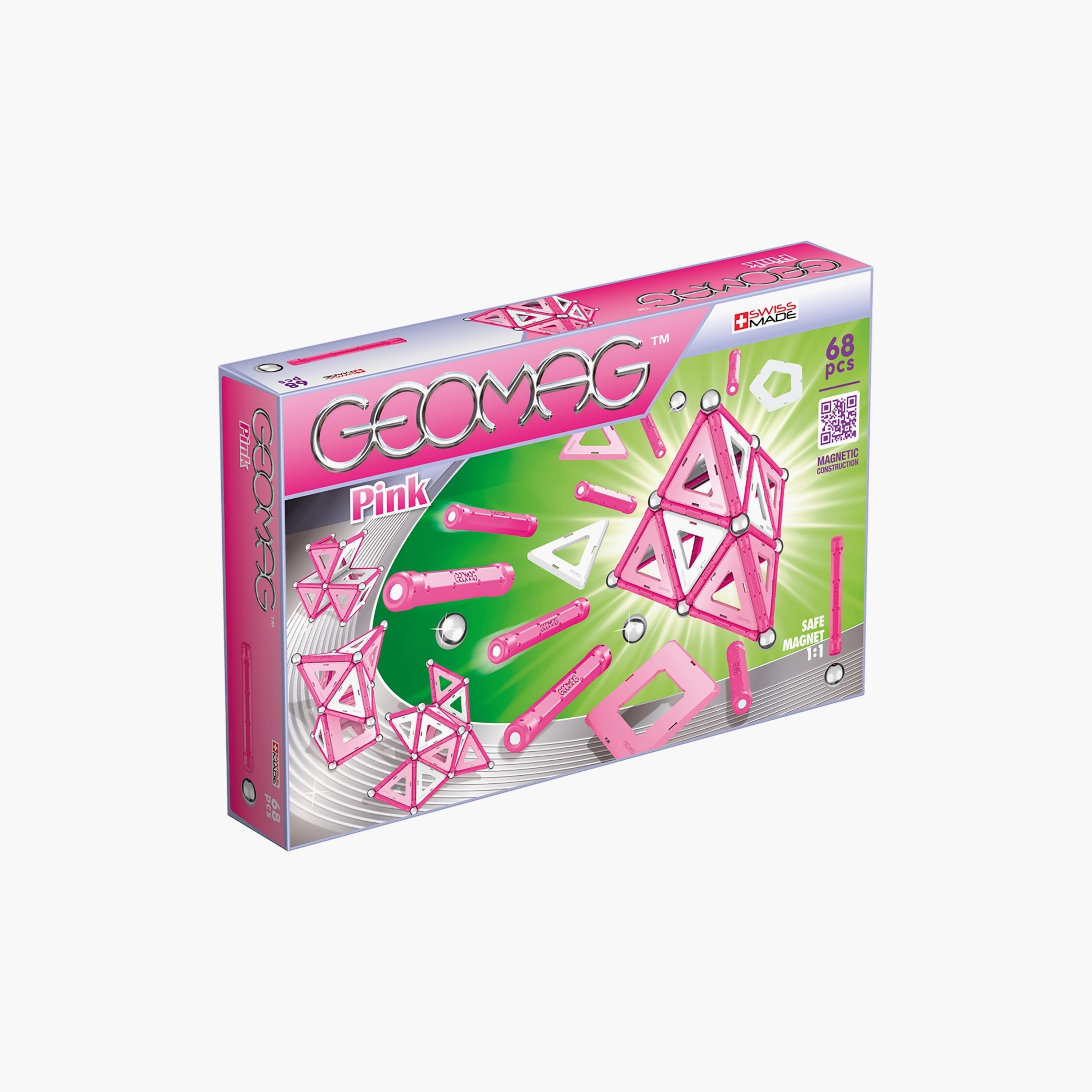 Geomag 68-Piece Pink Panels Magnetic Construction Toy Set-toys-buildingblocks-constructionsets-image-2