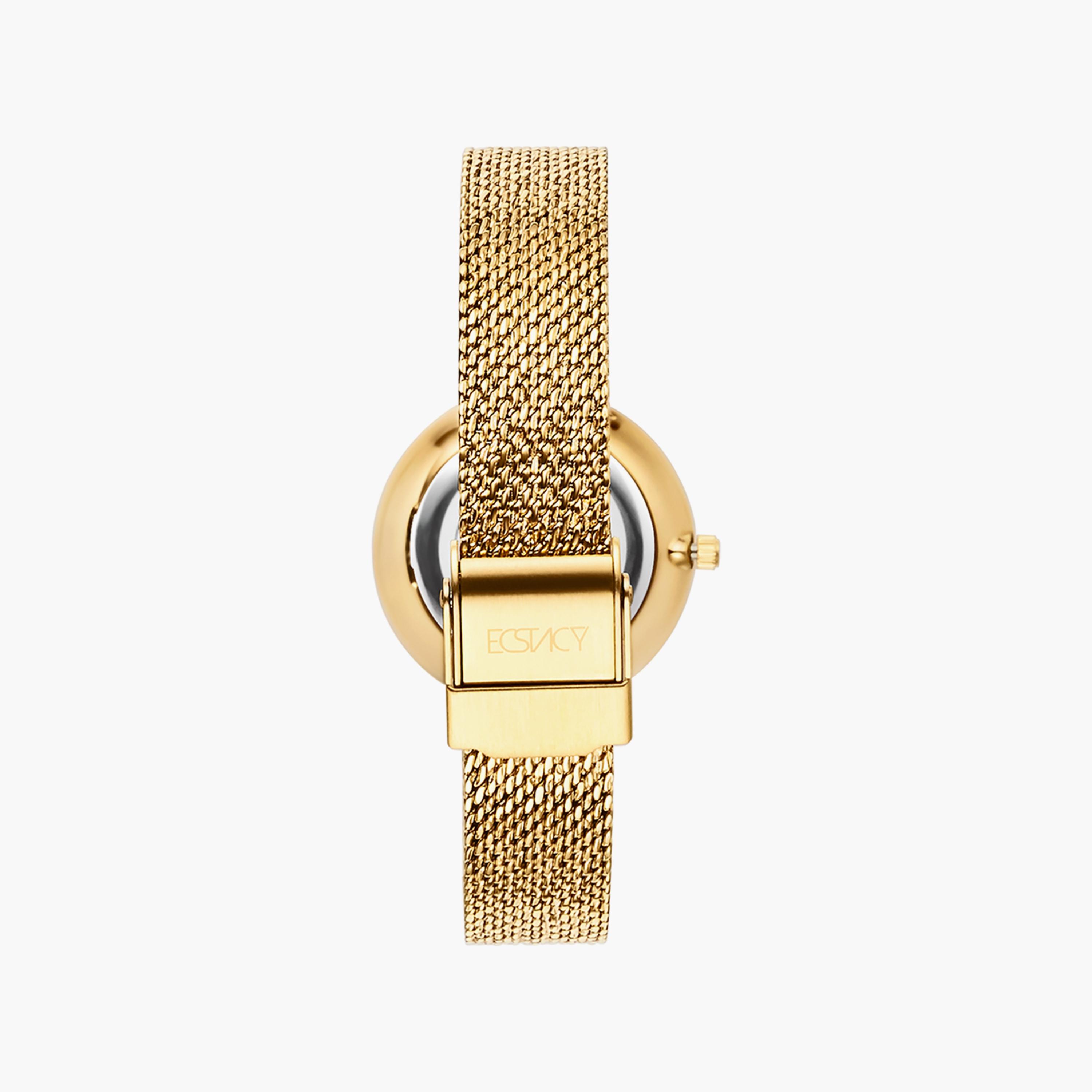 Ecstacy Gold Analog Mesh Strap Watch | E20506-GMGMC-women-watchesandjewellery-watches-image-3