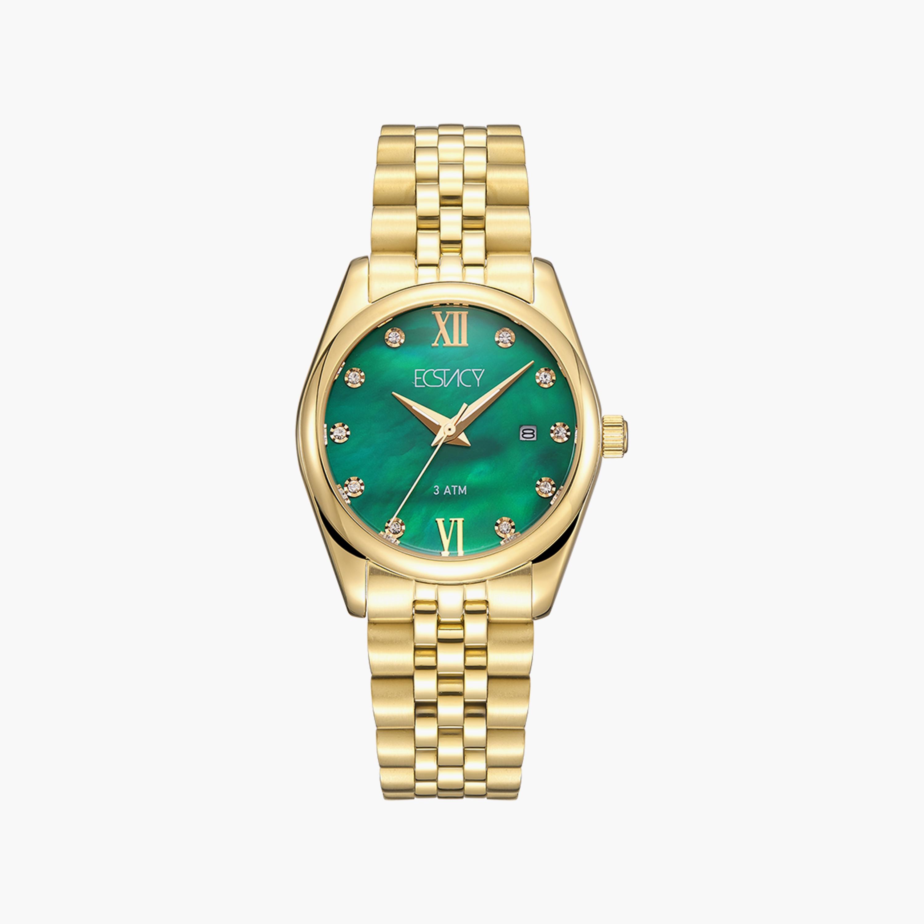 Ecstacy Gold Analog Stainless Steel Strap Watch | E22502-GBGMG-women-watchesandjewellery-watches-image-1