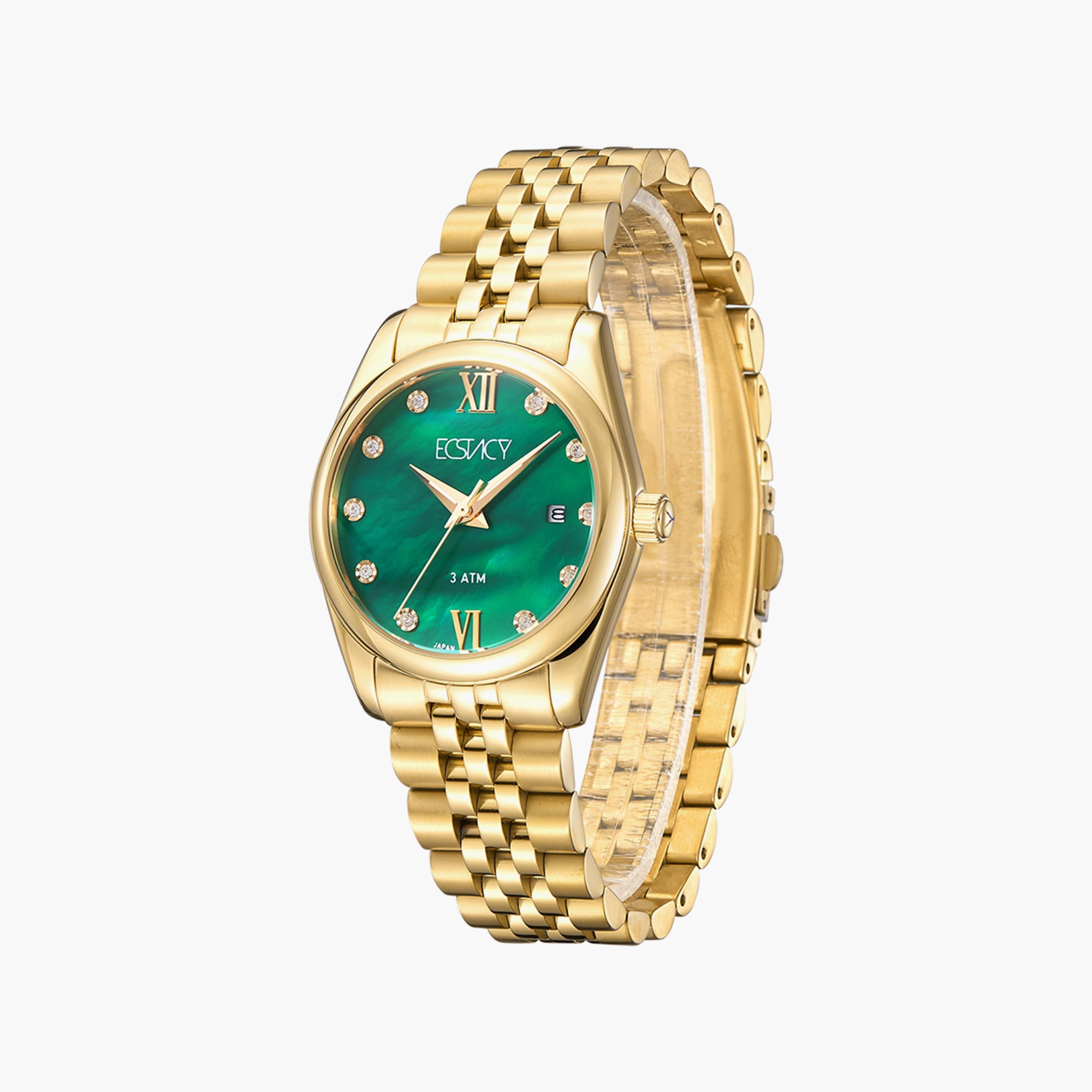 Ecstacy Gold Analog Stainless Steel Strap Watch | E22502-GBGMG-women-watchesandjewellery-watches-image-2