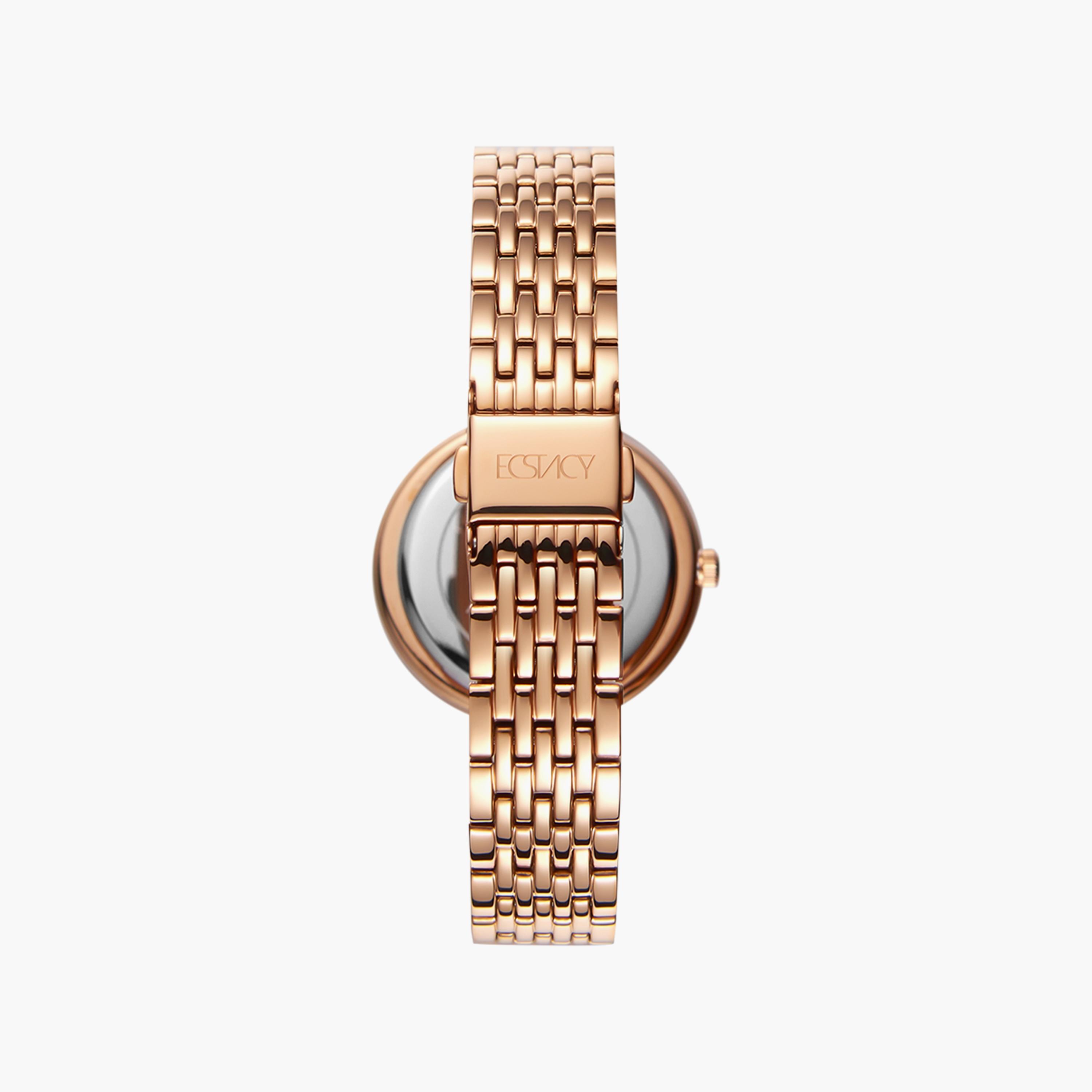 ساعة اكستاسي للنساء من الذهب الوردي انالوج بسوار ستانلس ستيل | E8513-RBKML-women-watchesandjewellery-watches-image-3