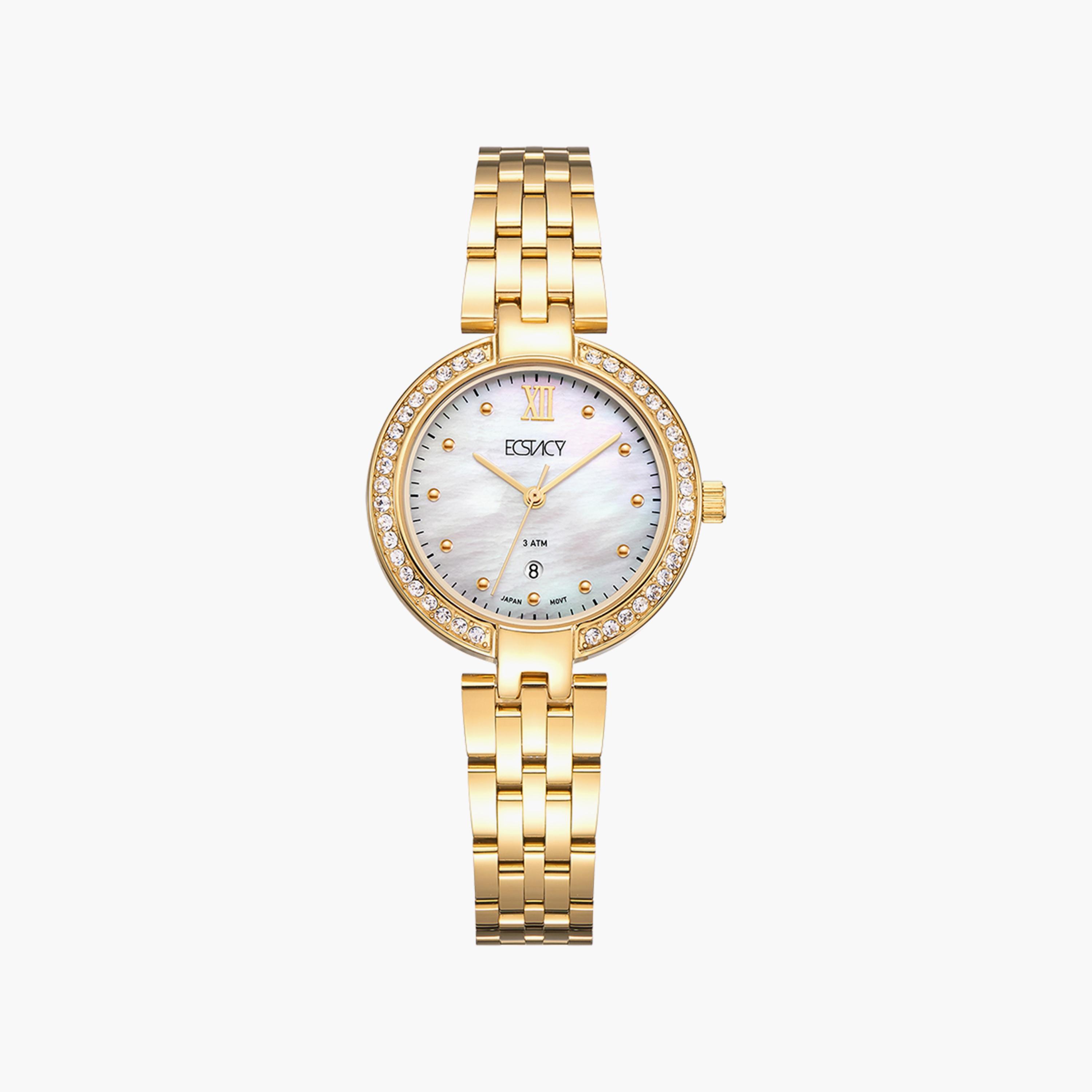 ساعة اكستاسي ذهبية انالوج بسوار ستانلس ستيل | E8516-GBGM-women-watchesandjewellery-watches-image-1
