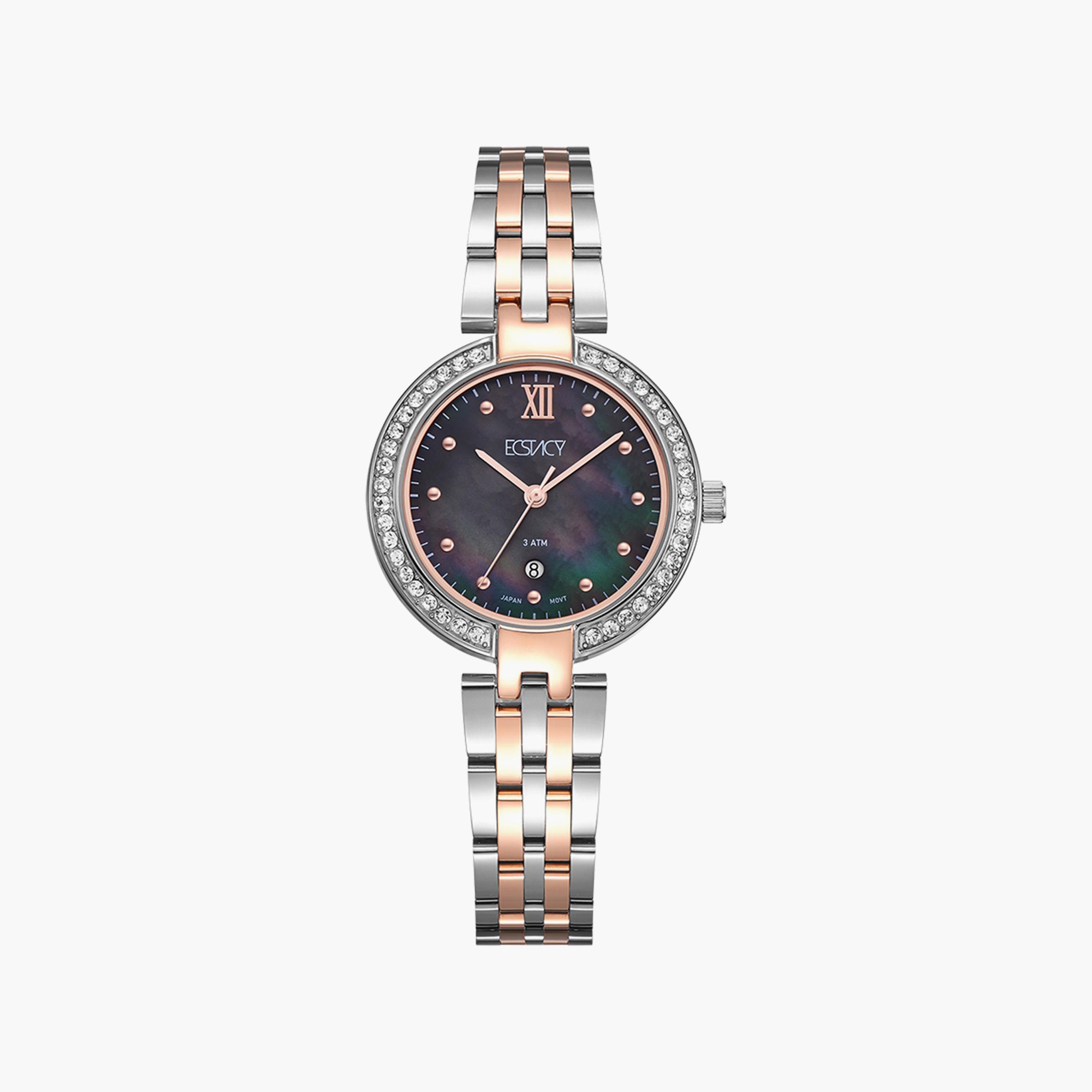 Ecstacy Silver & Rose Gold Analog Stainless Steel Strap Watch | E8516-KBKMB-women-watchesandjewellery-watches-image-1
