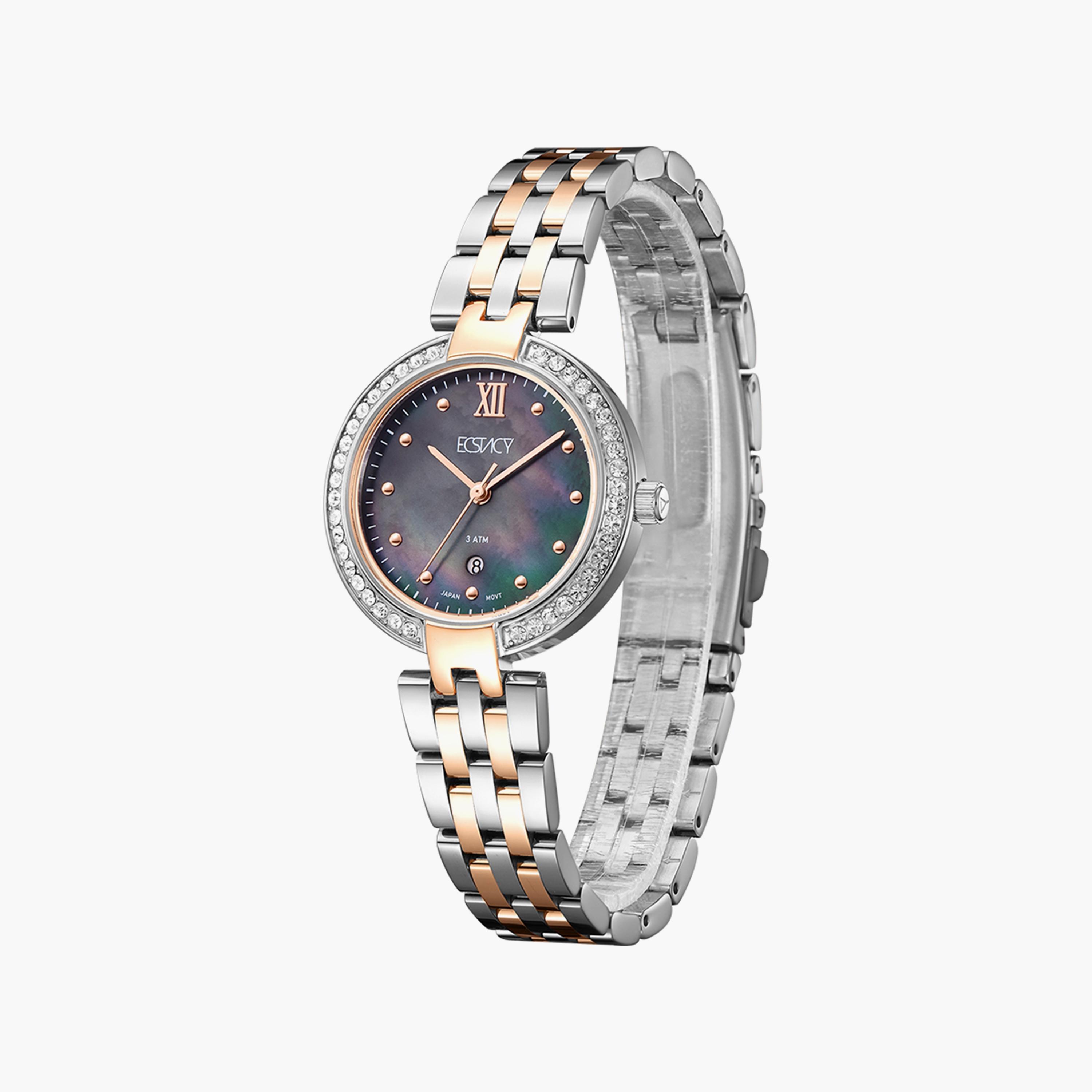 Ecstacy Silver & Rose Gold Analog Stainless Steel Strap Watch | E8516-KBKMB-women-watchesandjewellery-watches-image-2