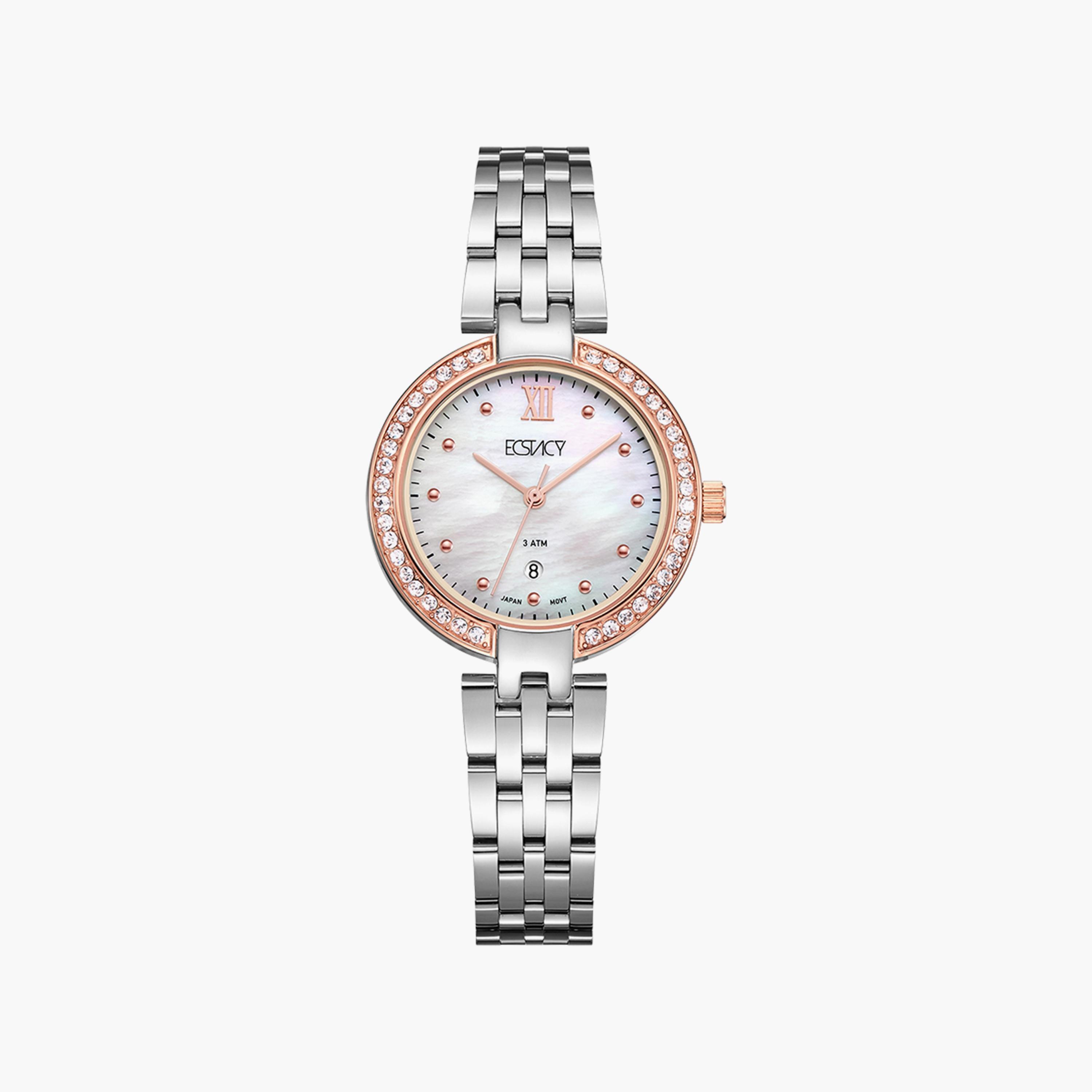 Ecstacy Silver Analog Stainless Steel Strap Watch | E8516-KBSM-women-watchesandjewellery-watches-image-1
