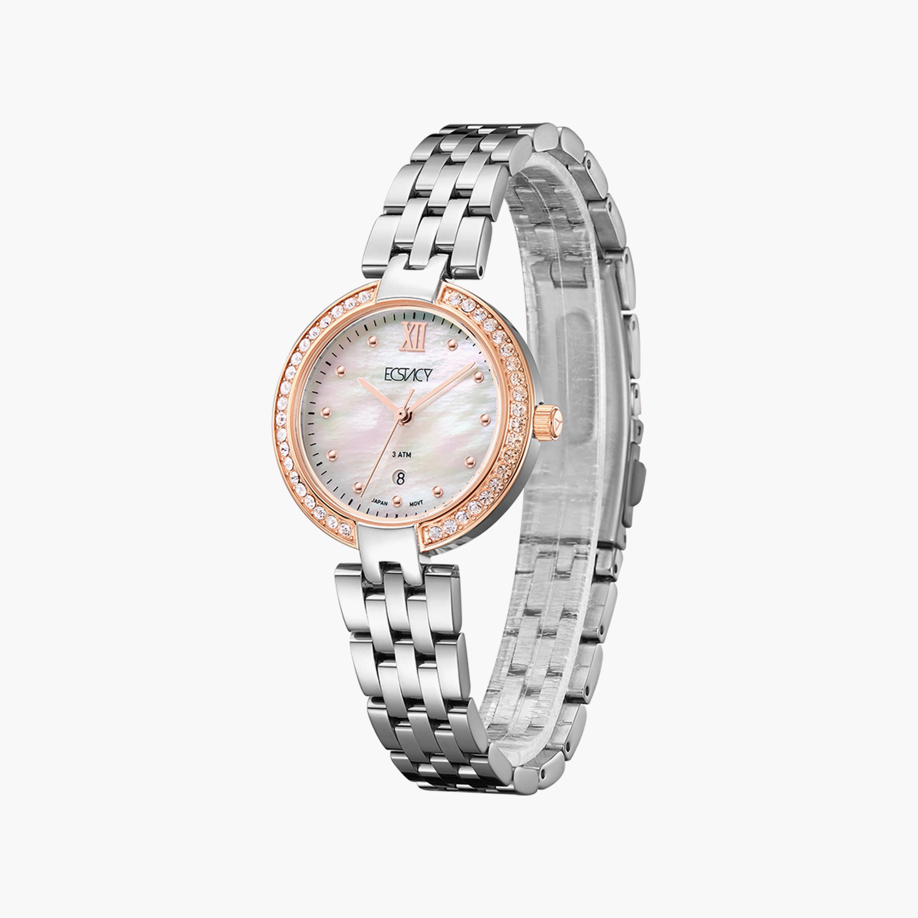 Ecstacy Silver Analog Stainless Steel Strap Watch | E8516-KBSM-women-watchesandjewellery-watches-image-2