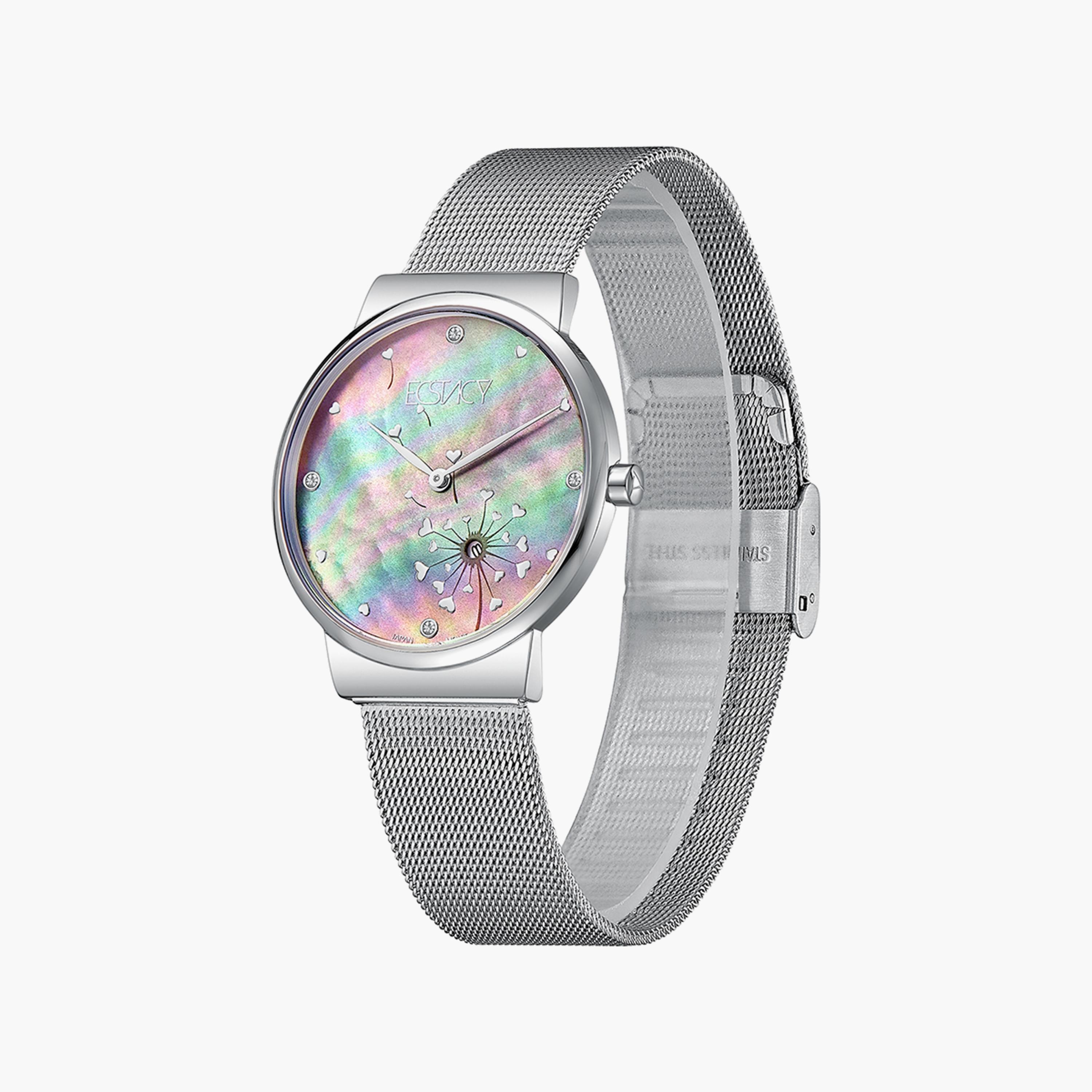 Ecstacy Women's Silver Analog Stainless Steel Strap Watch | E9510-SMSB-women-watchesandjewellery-watches-image-2
