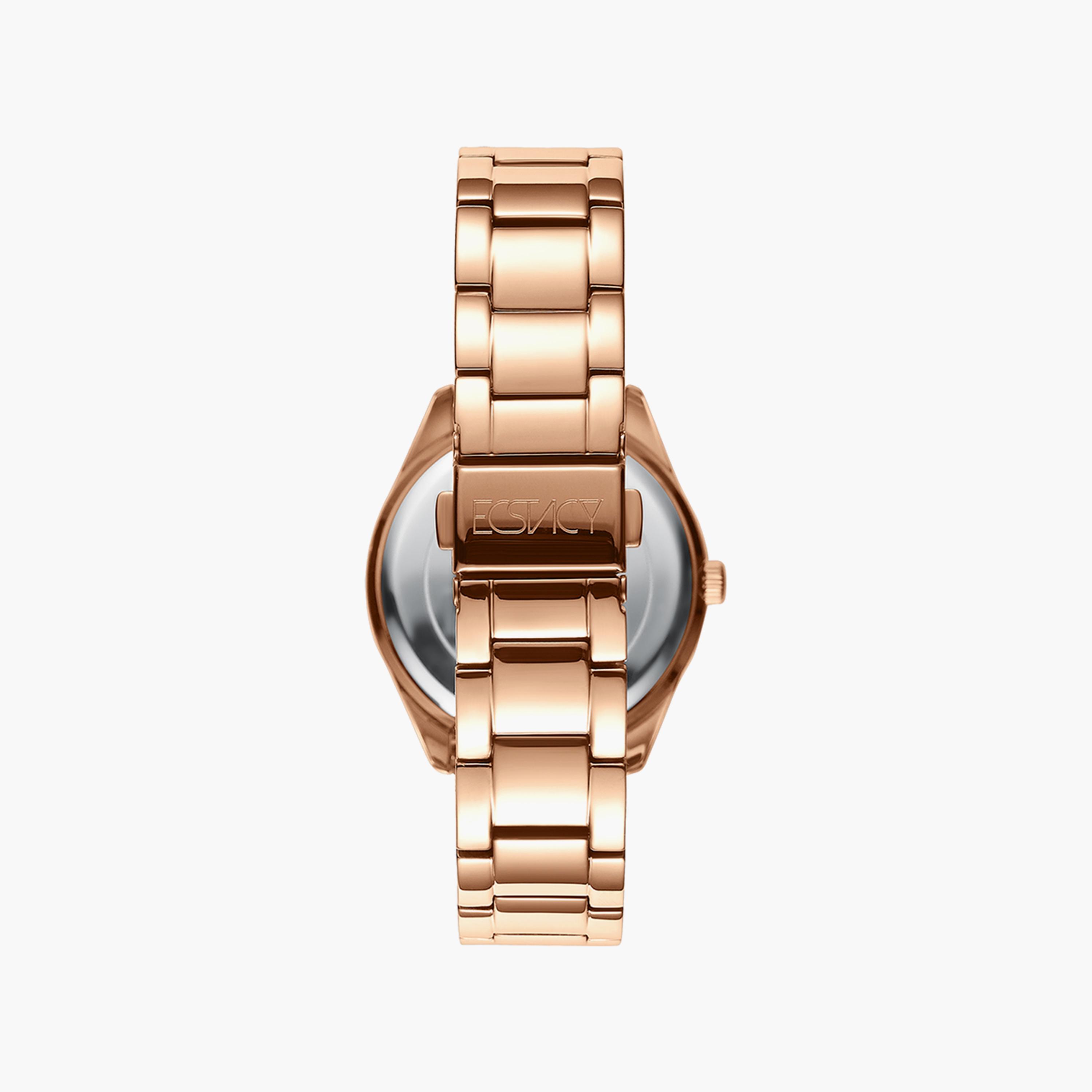 ساعة اكستاسي للنساء بلون ذهبي وردي وبسوار ستانلس ستيل متعدد الوظائف | E9621-RBKD-women-watchesandjewellery-watches-image-3