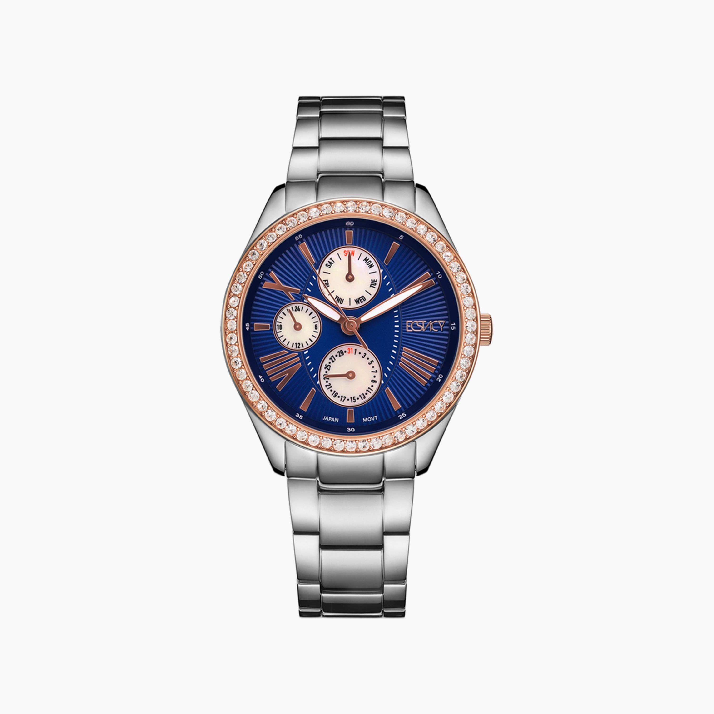 Ecstacy Women's Silver Multi-Function Stainless Steel Strap Watch | E9621-SBSN-women-watchesandjewellery-watches-image-1