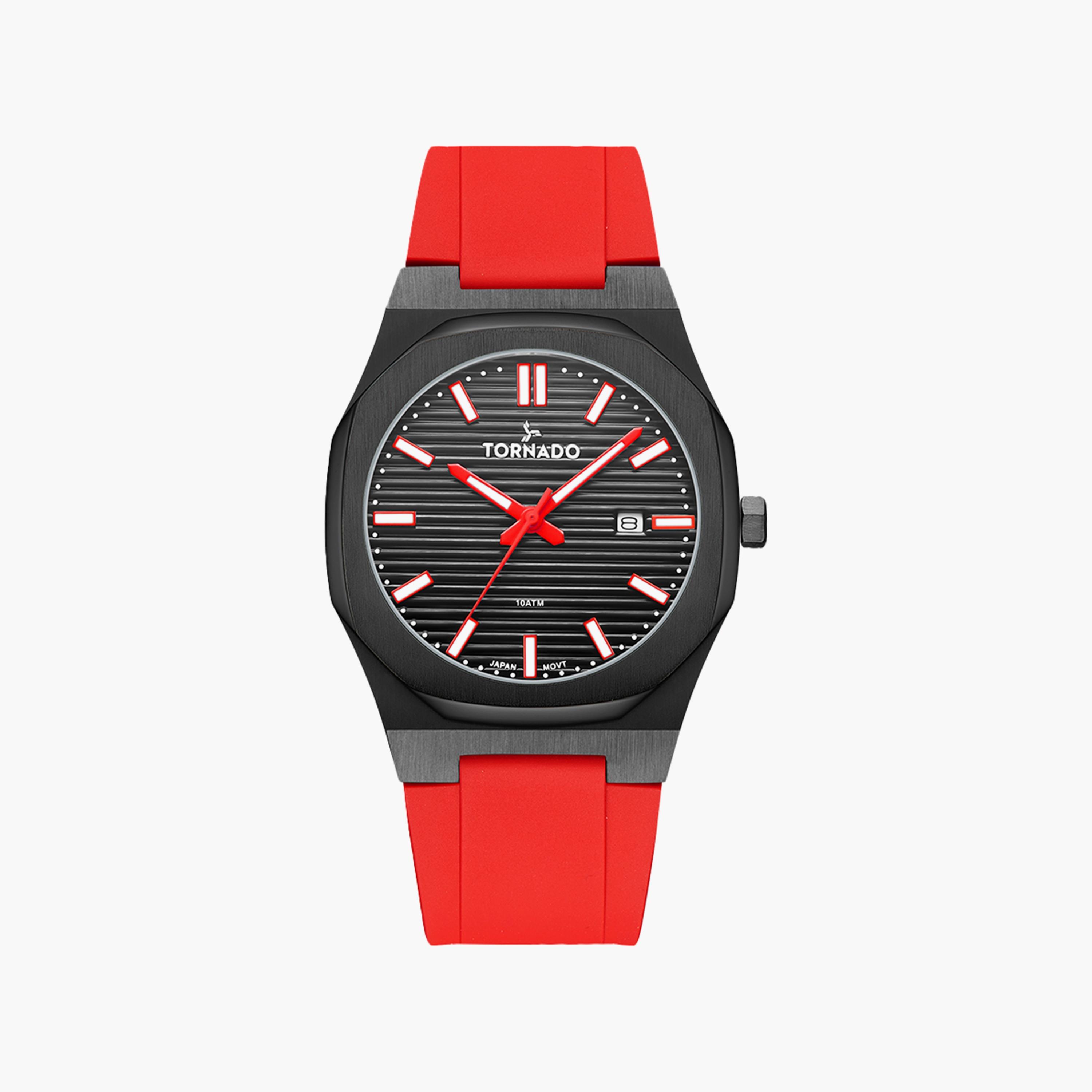Tornado Men's Red Analog Silicone Strap Watch | T22002-BSRB-men-watchesandjewellery-watches-image-1