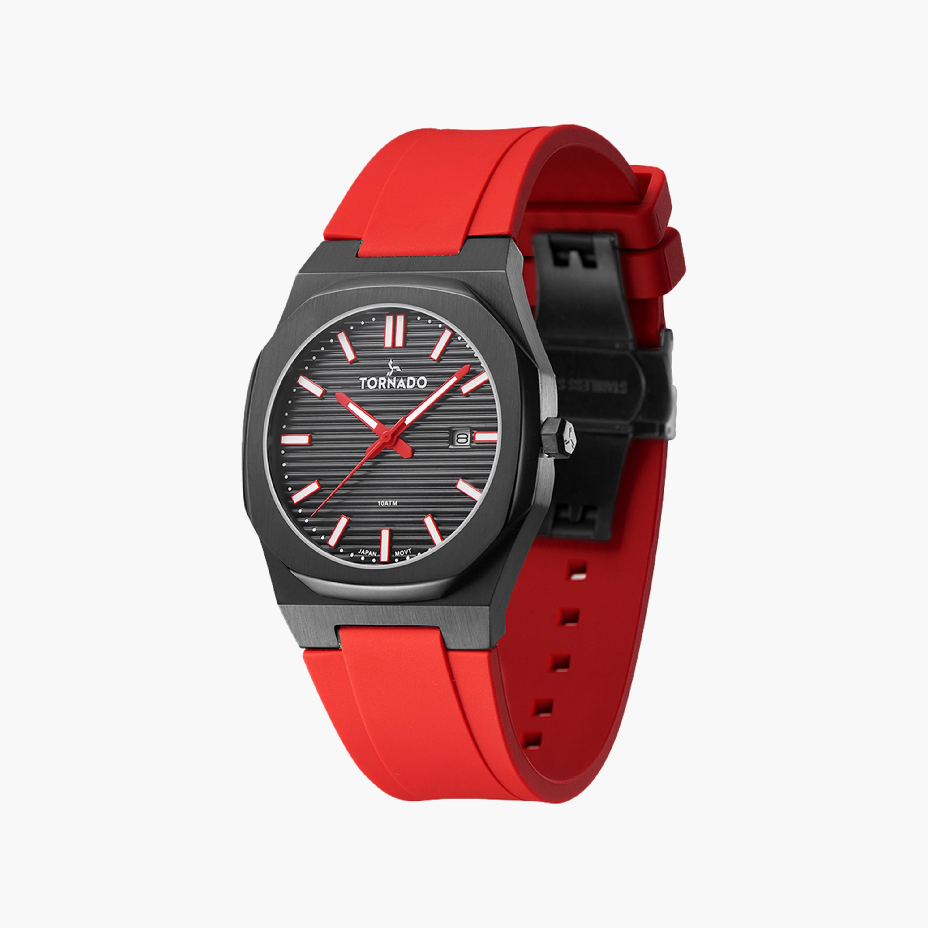 Tornado Men's Red Analog Silicone Strap Watch | T22002-BSRB-men-watchesandjewellery-watches-image-2