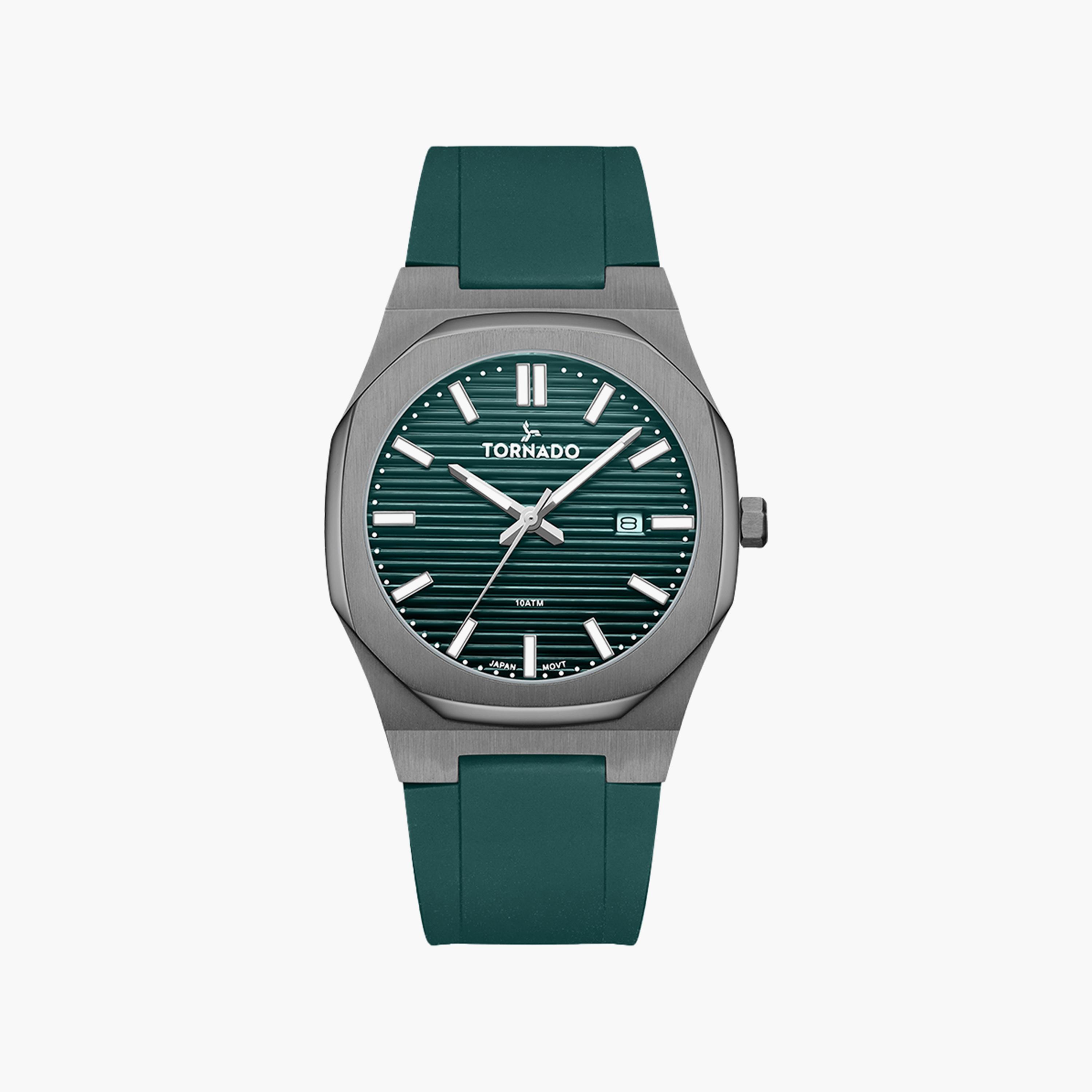ساعة تورنادو للرجال باللون الأخضر وبسوار سيليكون | T22002-XSGG-men-watchesandjewellery-watches-image-1