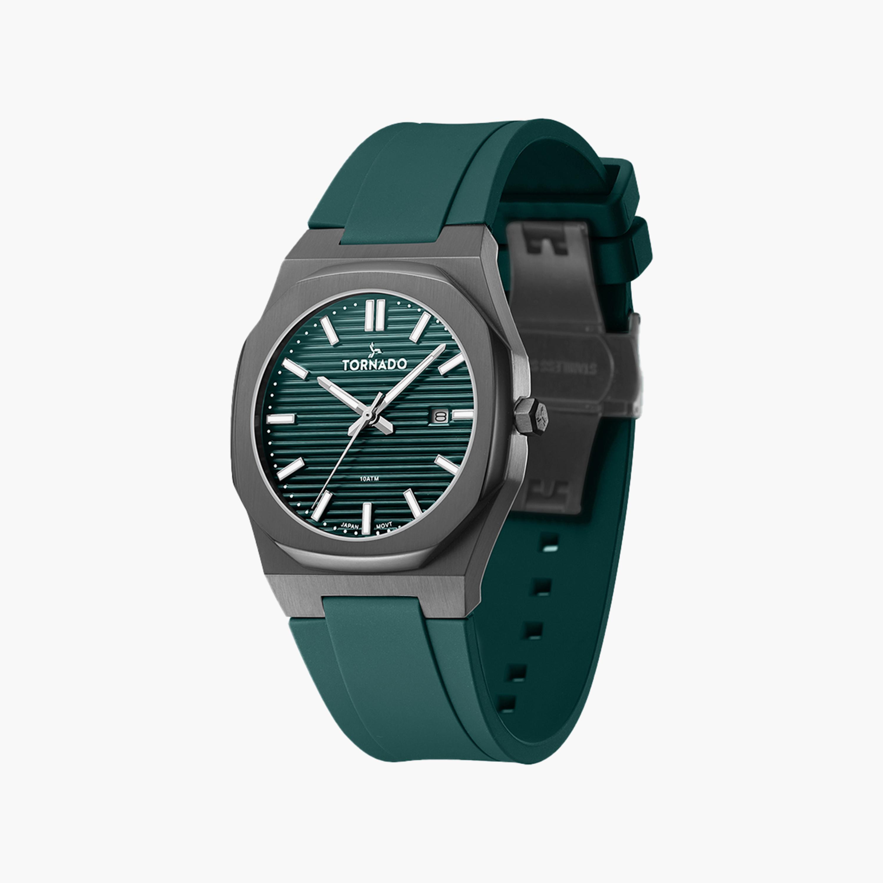 ساعة تورنادو للرجال باللون الأخضر وبسوار سيليكون | T22002-XSGG-men-watchesandjewellery-watches-image-2