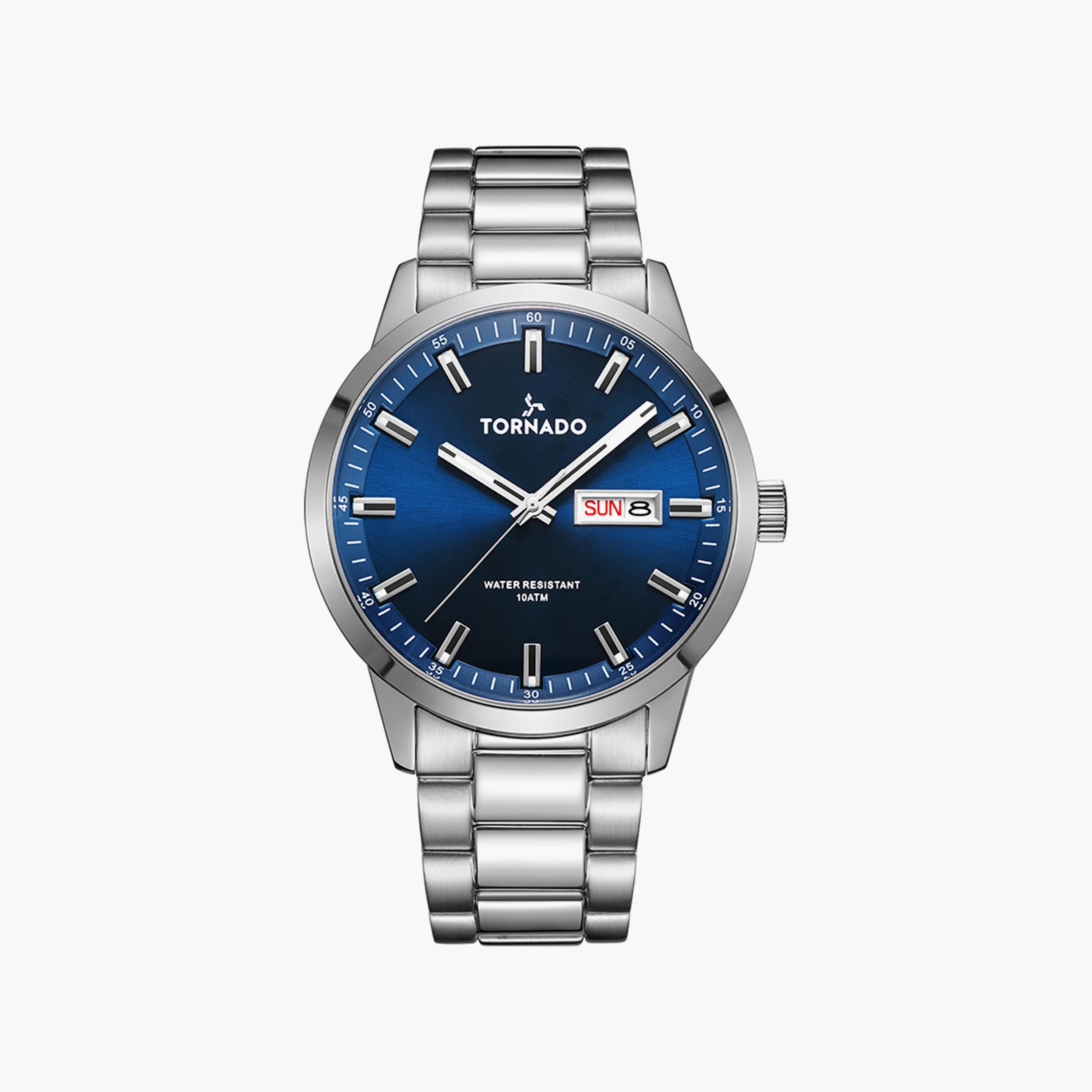 ساعة تورنادو للرجال بسوار من الستانلس ستيل باللون الفضي | T23001-SBSN-men-watchesandjewellery-watches-image-1