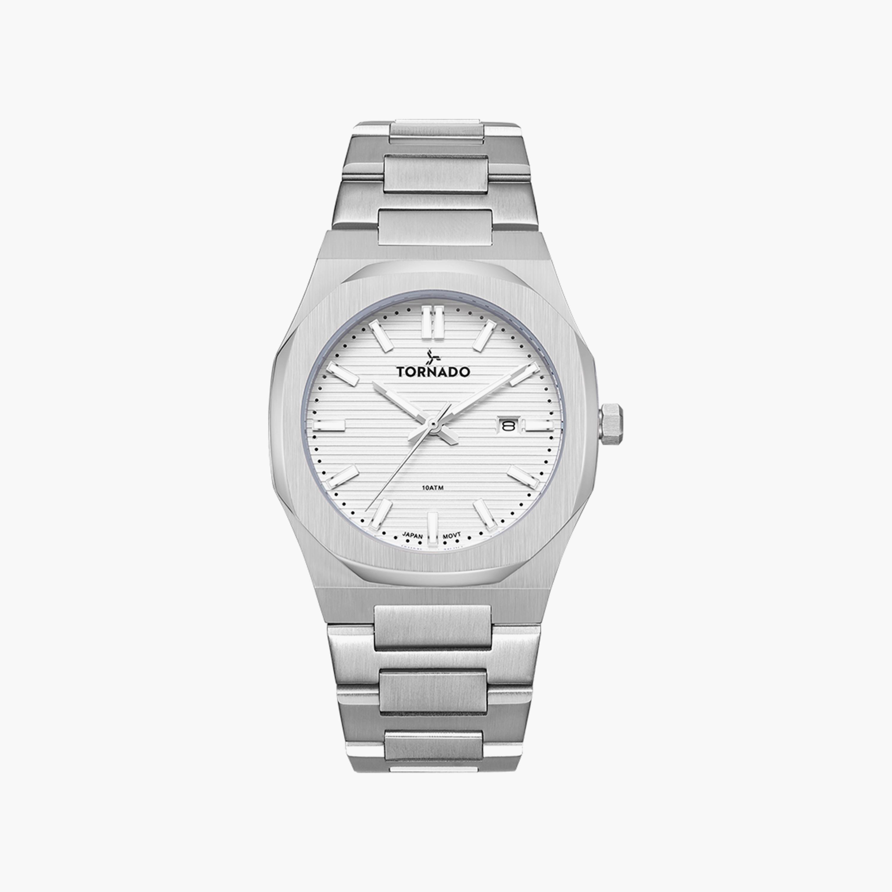 ساعة تورنادو للرجال من الستانلس ستيل باللون الفضي مع سوار إضافي | T23006C-SBSW-S-men-watchesandjewellery-watches-image-1