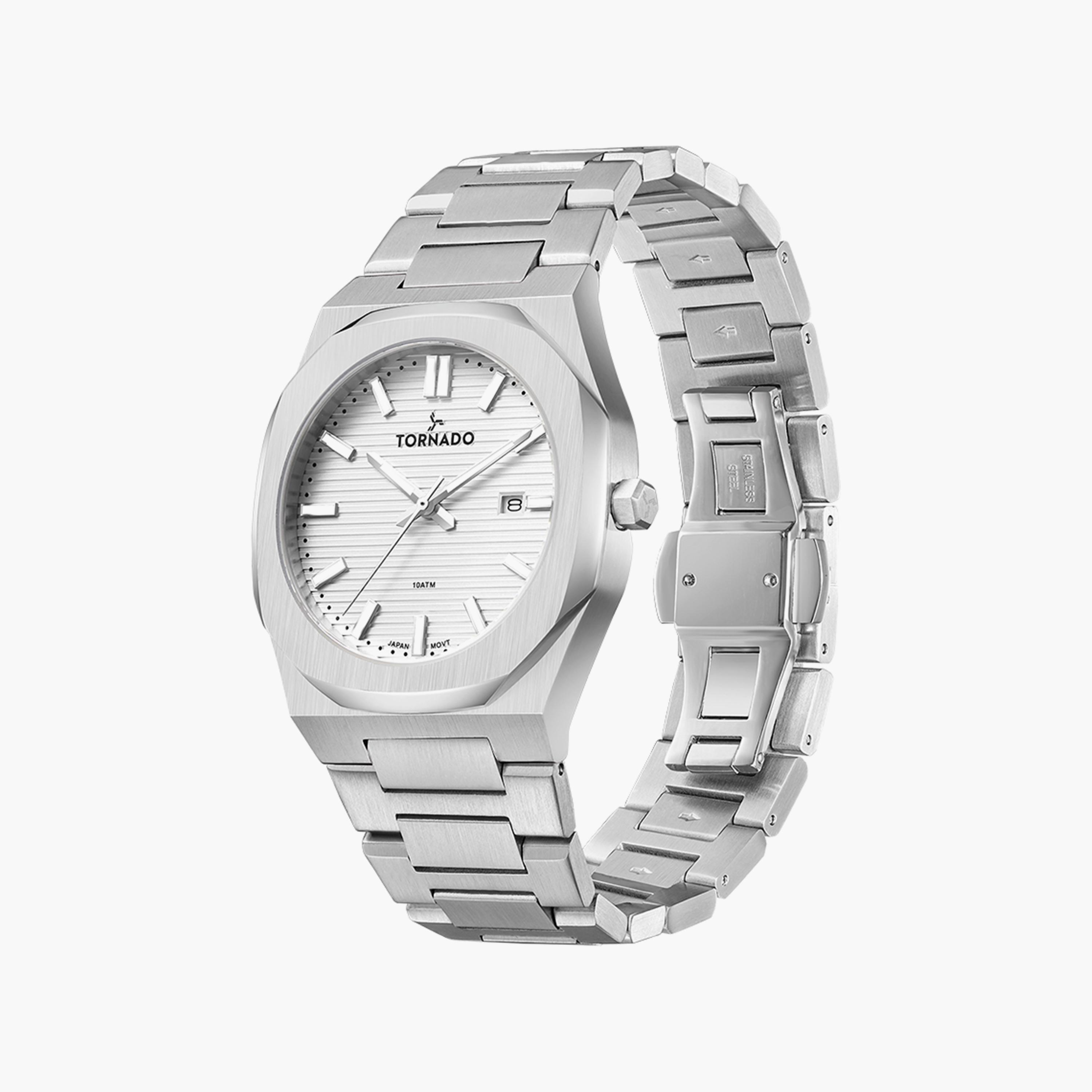 ساعة تورنادو للرجال من الستانلس ستيل باللون الفضي مع سوار إضافي | T23006C-SBSW-S-men-watchesandjewellery-watches-image-2