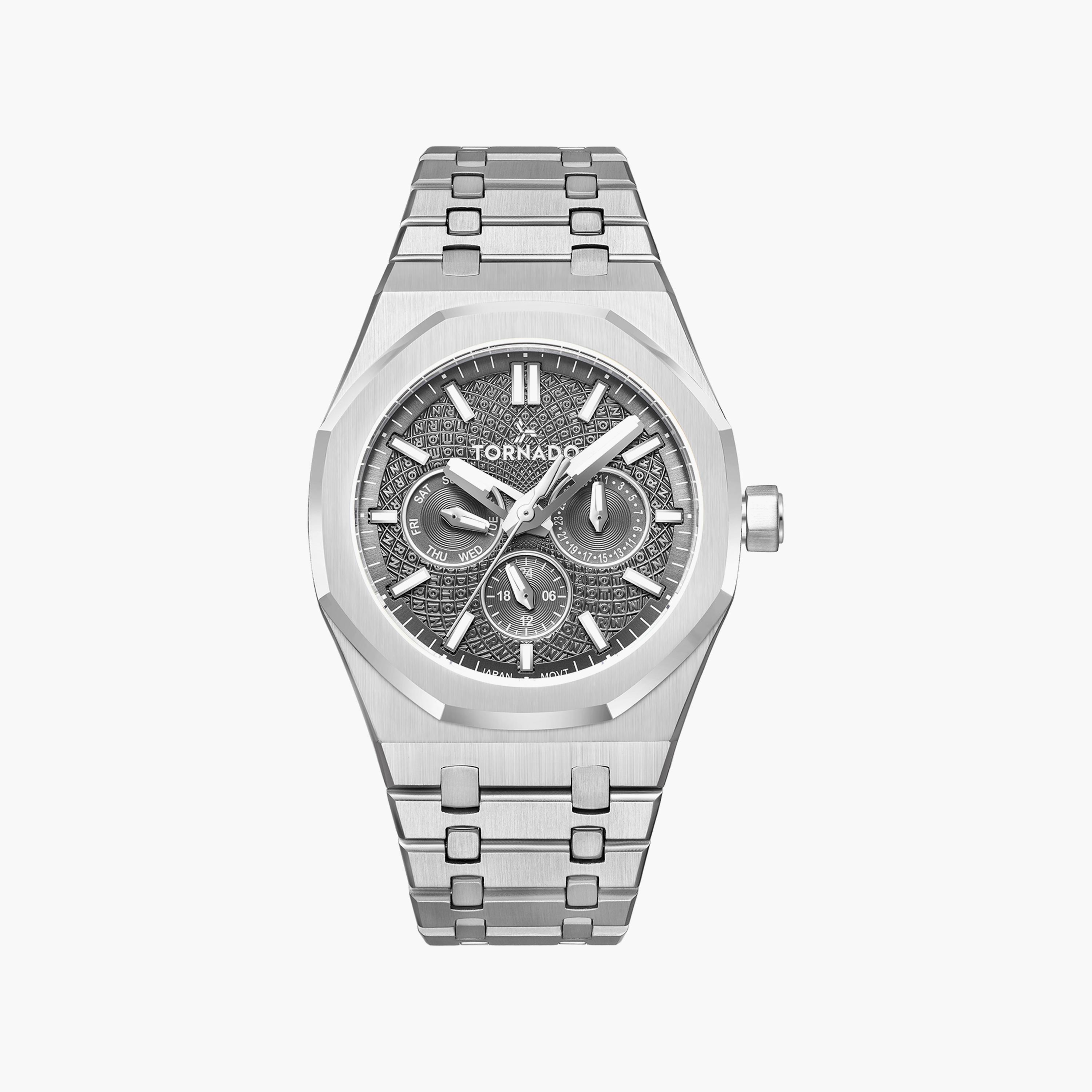 Tornado Men's Silver Multi-Function Stainless Steel Strap Watch | T23104-SBSX-men-watchesandjewellery-watches-image-1
