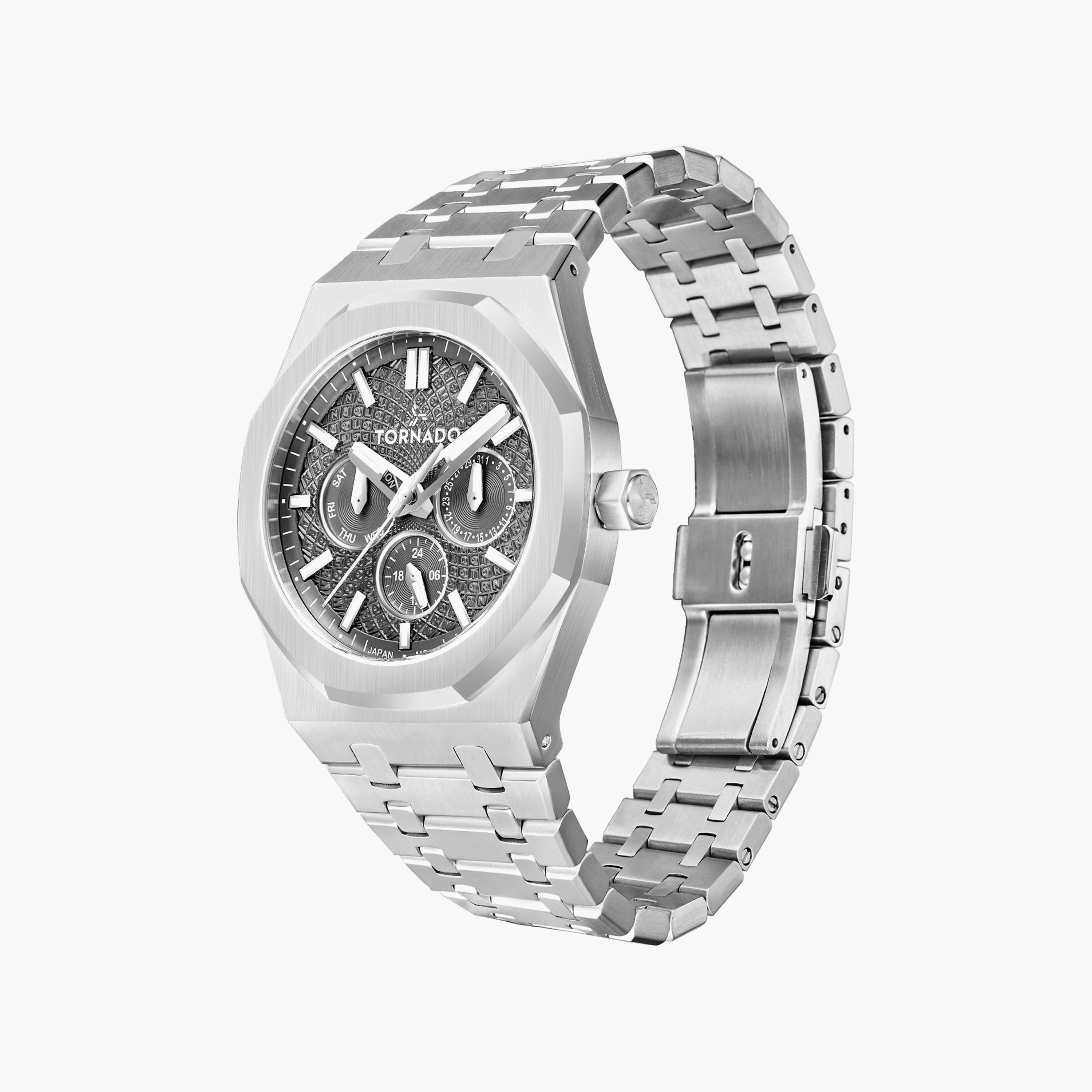 Tornado Men's Silver Multi-Function Stainless Steel Strap Watch | T23104-SBSX-men-watchesandjewellery-watches-image-2