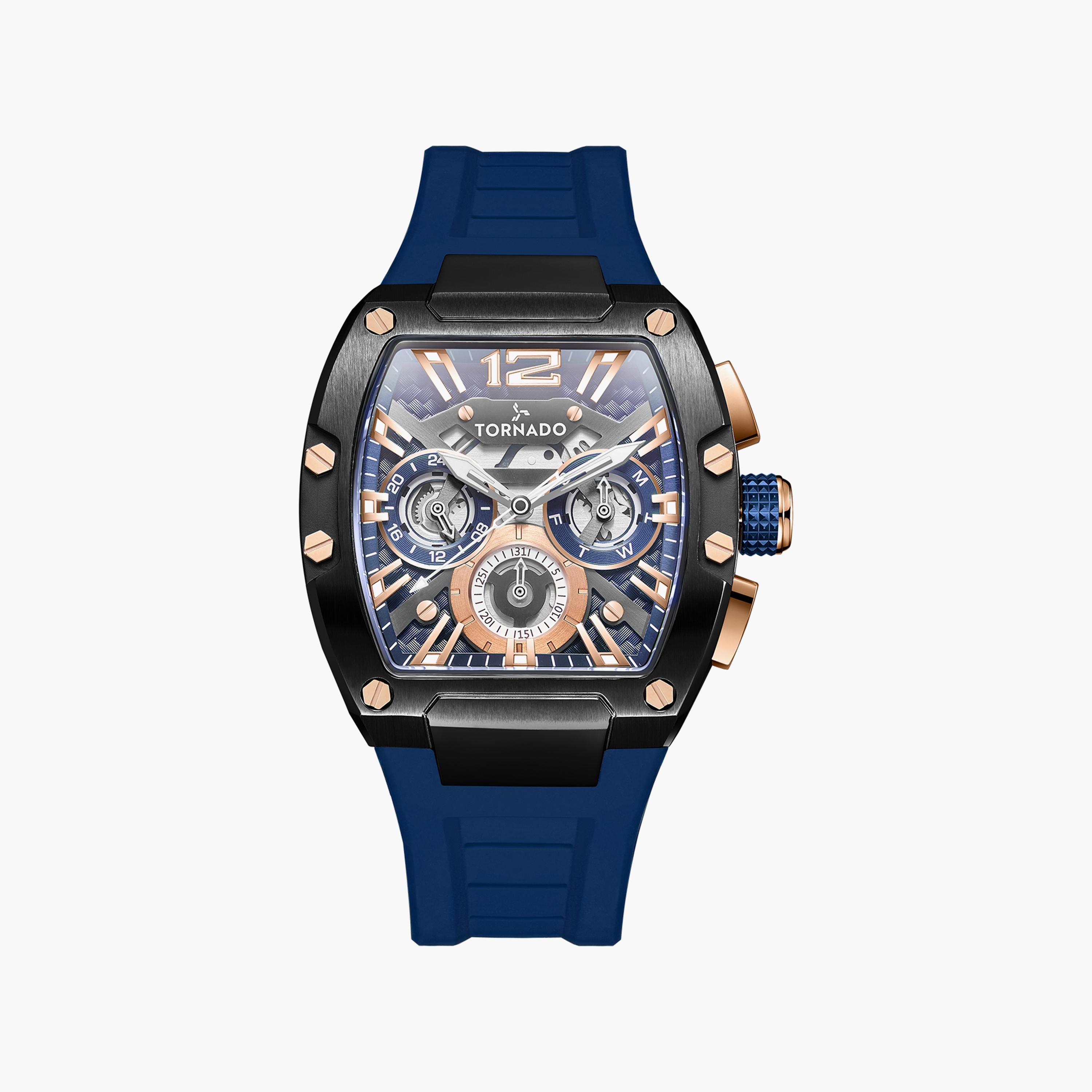 ساعة تورنادو للرجال زرقاء أوتوماتيكية بسوار سيليكون | T23105-BSNNK-men-watchesandjewellery-watches-image-1