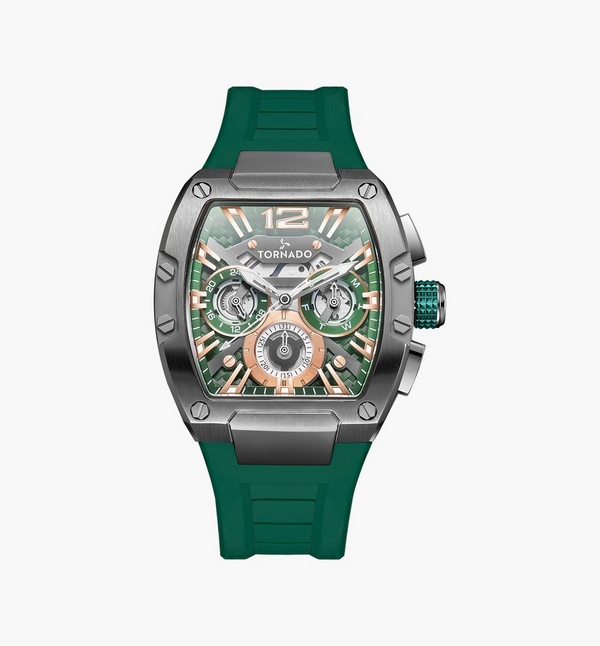 Shop Tornado Men's Green Automatic Silicone Strap Watch