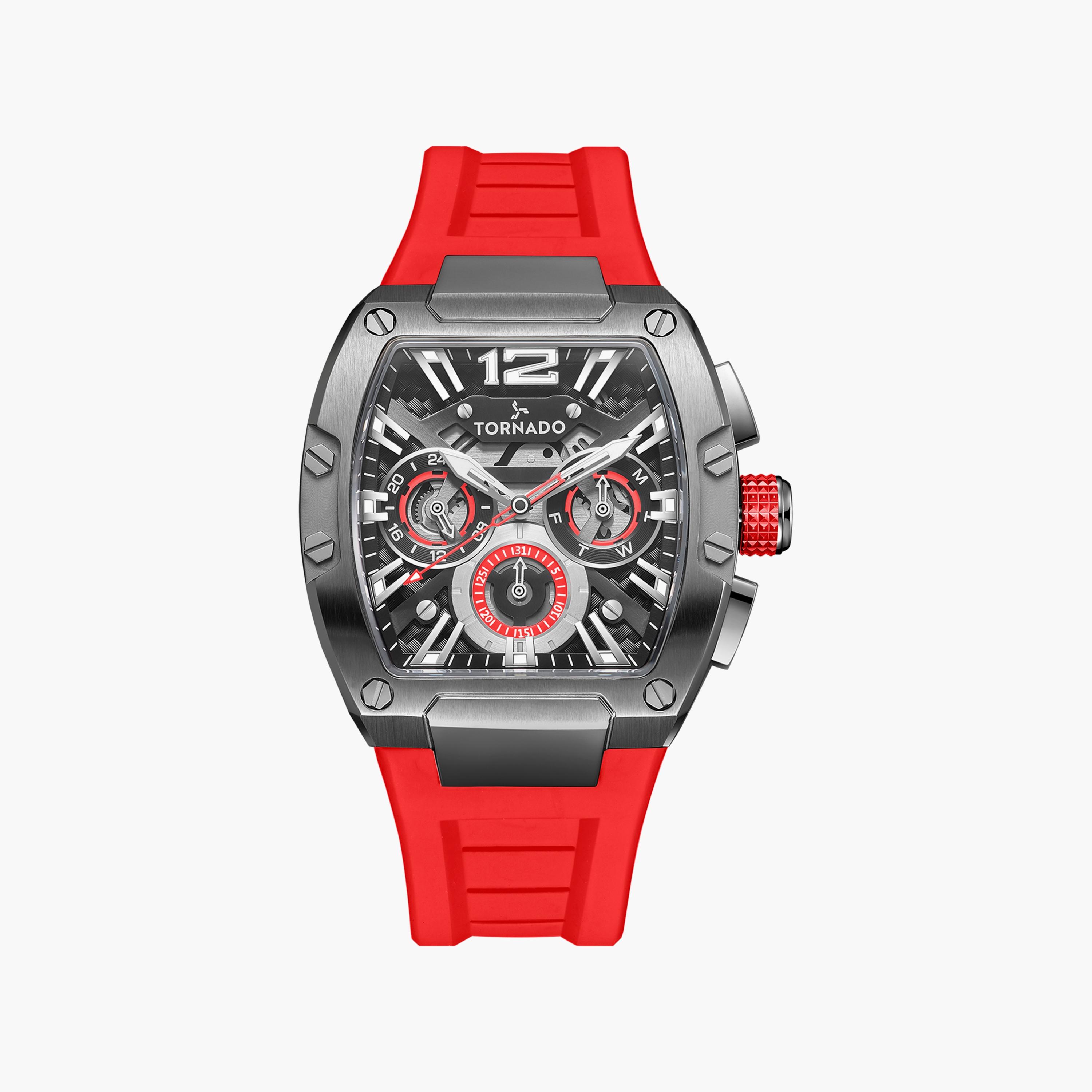 ساعة تورنادو للرجال أوتوماتيك بسوار سيليكون باللون الأحمر | T23105-XSRB-men-watchesandjewellery-watches-image-1