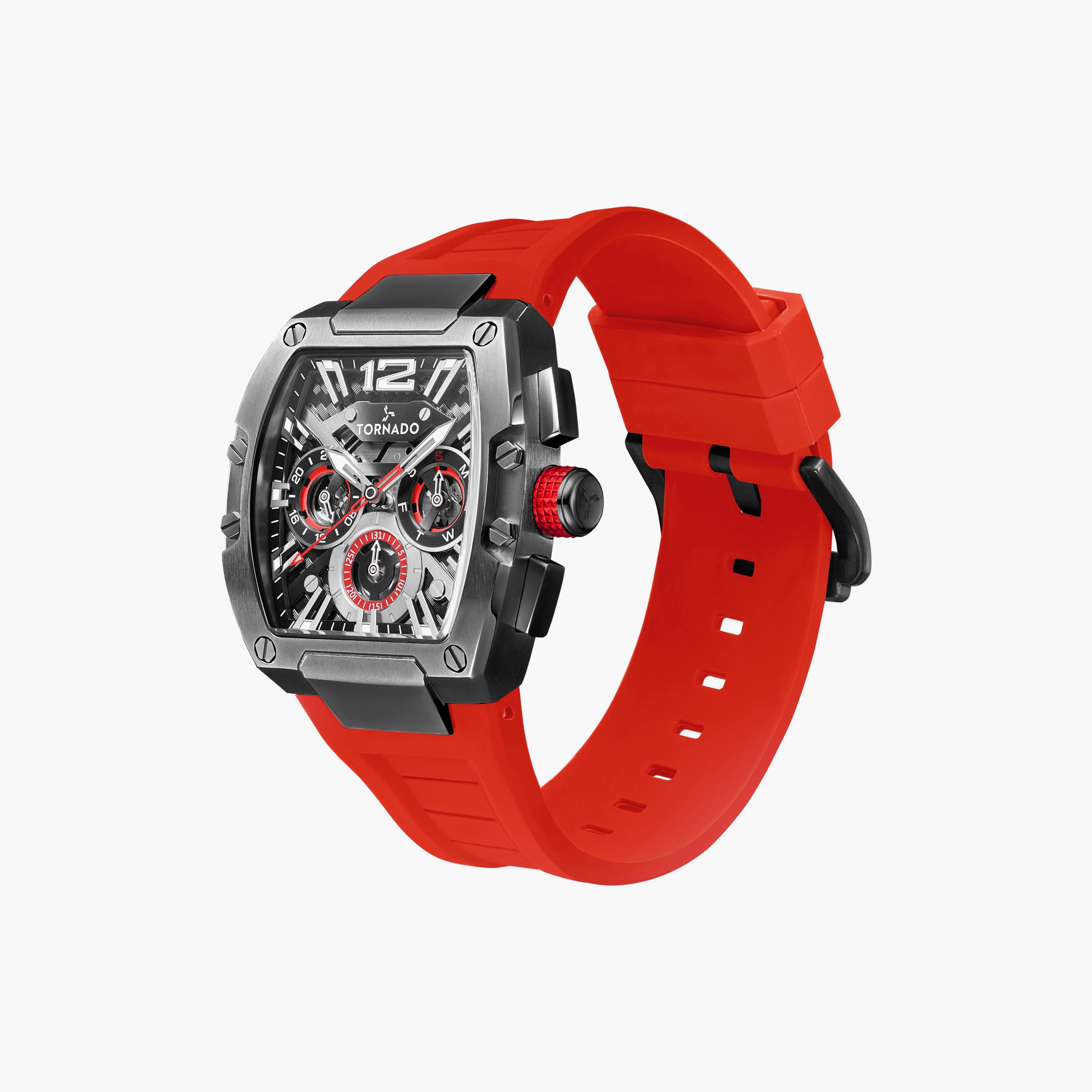 ساعة تورنادو للرجال أوتوماتيك بسوار سيليكون باللون الأحمر | T23105-XSRB-men-watchesandjewellery-watches-image-2