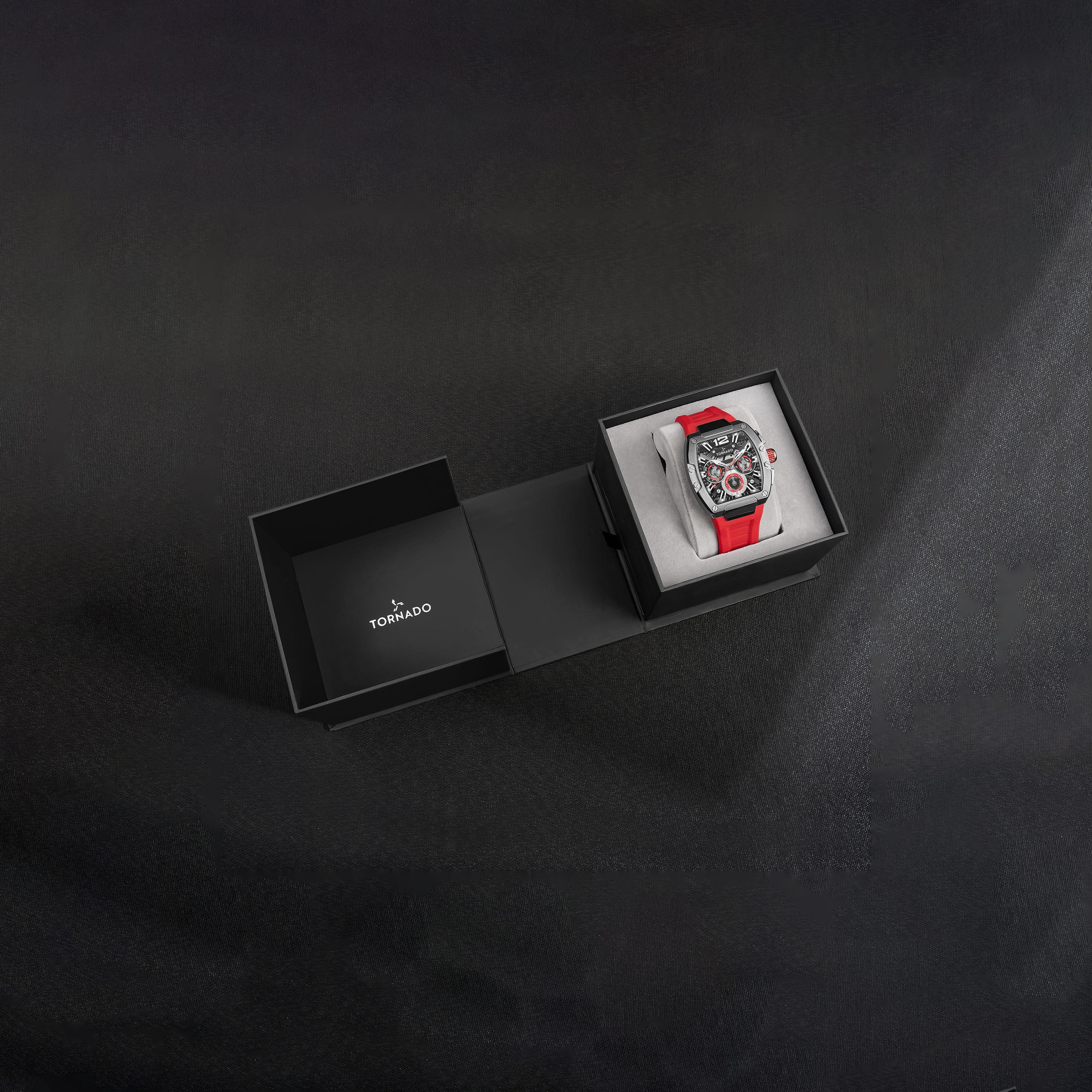 ساعة تورنادو للرجال أوتوماتيك بسوار سيليكون باللون الأحمر | T23105-XSRB-men-watchesandjewellery-watches-image-4