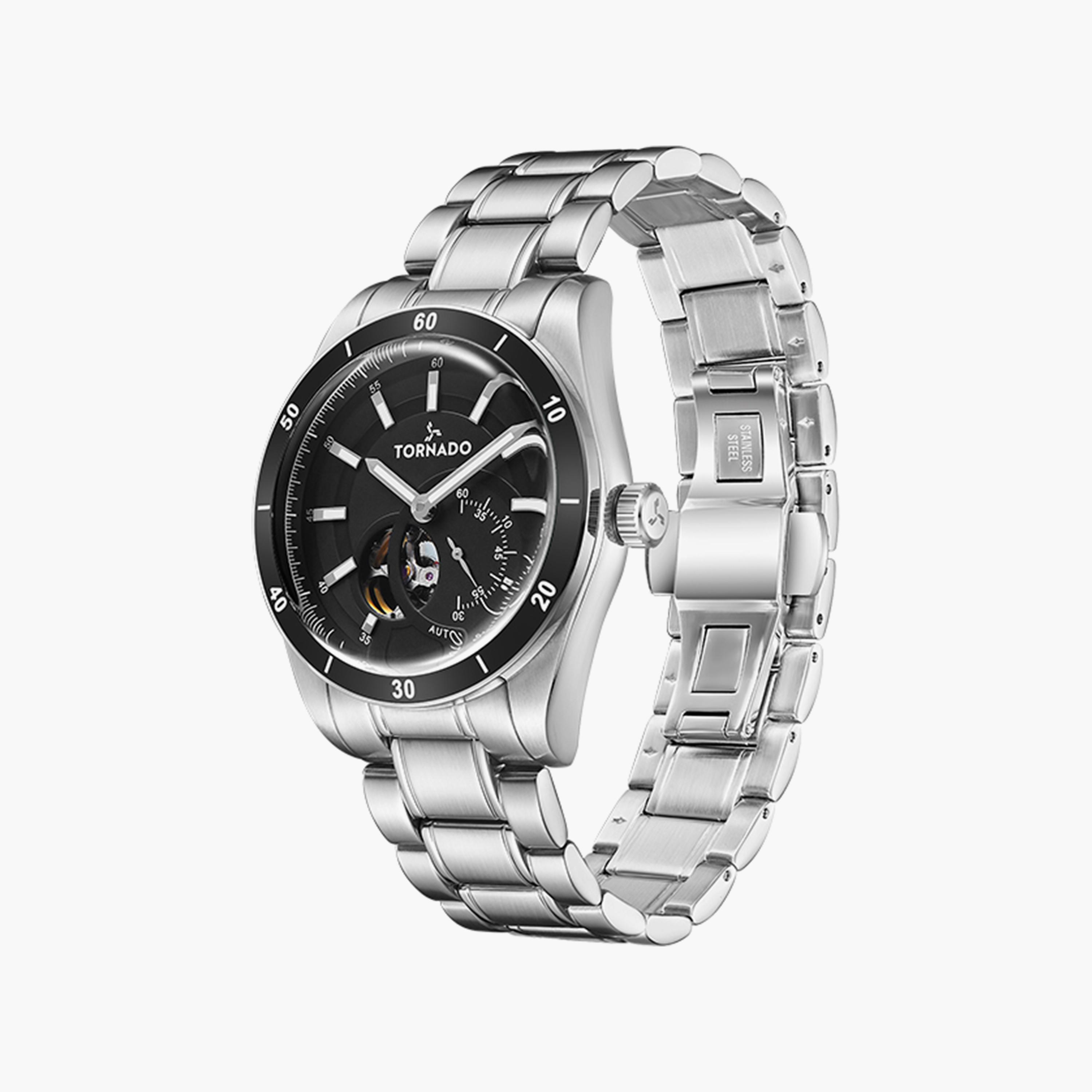 Tornado Men's Silver Automatic Stainless Steel Strap Watch | T23302-SBSB-men-watchesandjewellery-watches-image-2