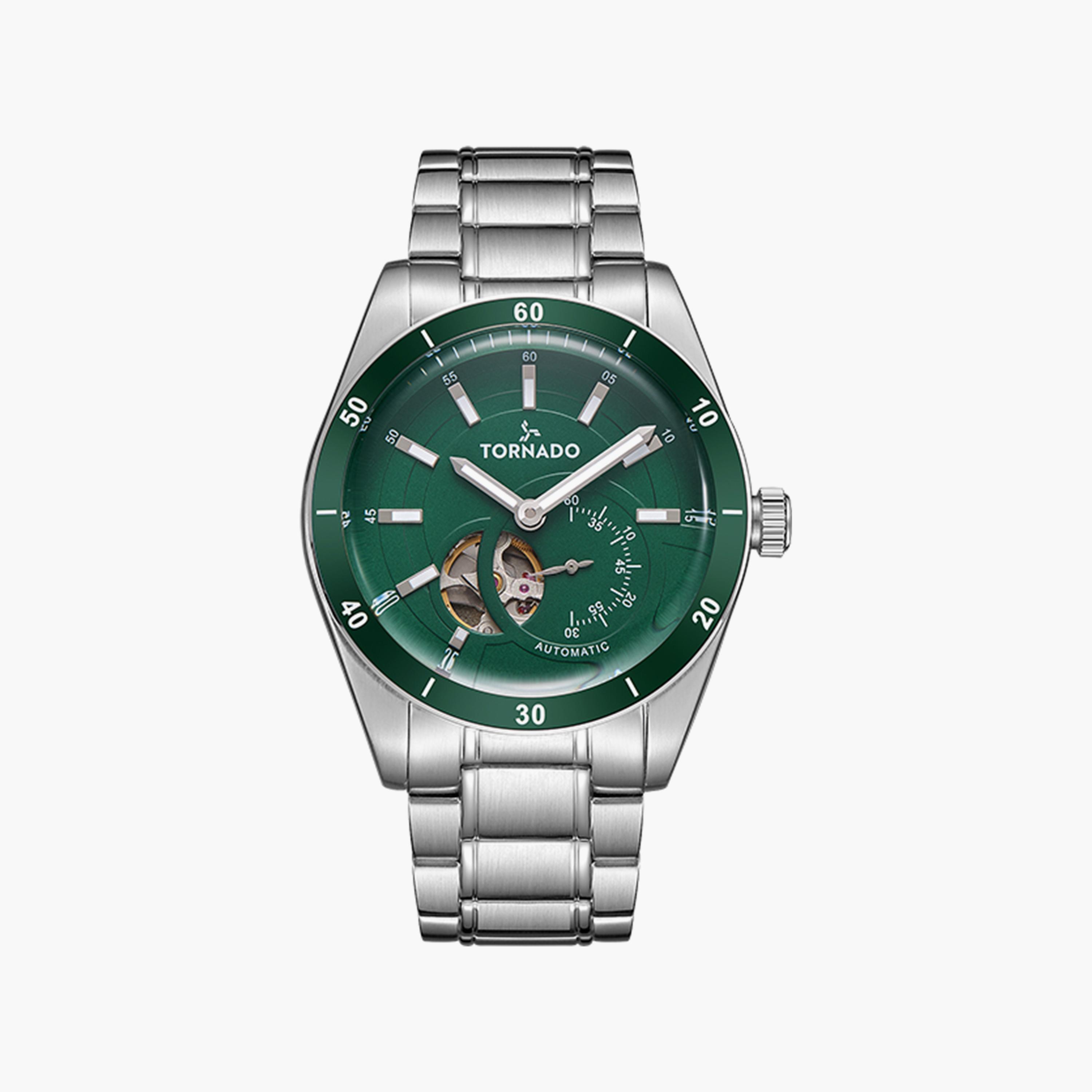 Tornado Men's Silver Automatic Stainless Steel Strap Watch | T23302-SBSH-men-watchesandjewellery-watches-image-1