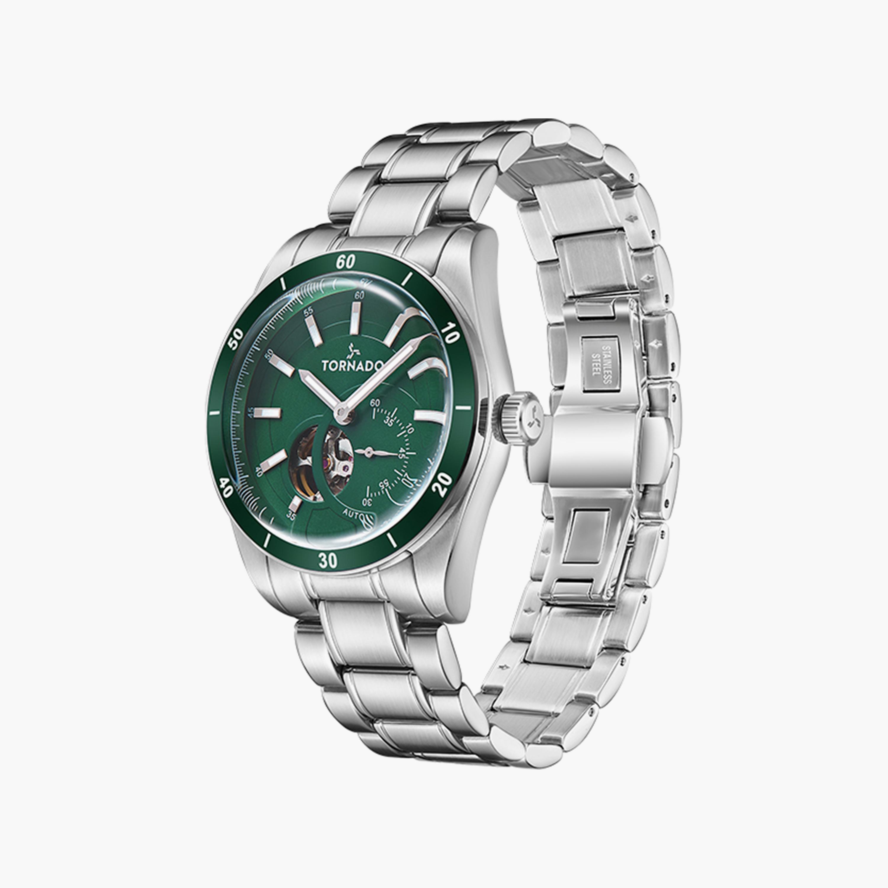Tornado Men's Silver Automatic Stainless Steel Strap Watch | T23302-SBSH-men-watchesandjewellery-watches-image-2